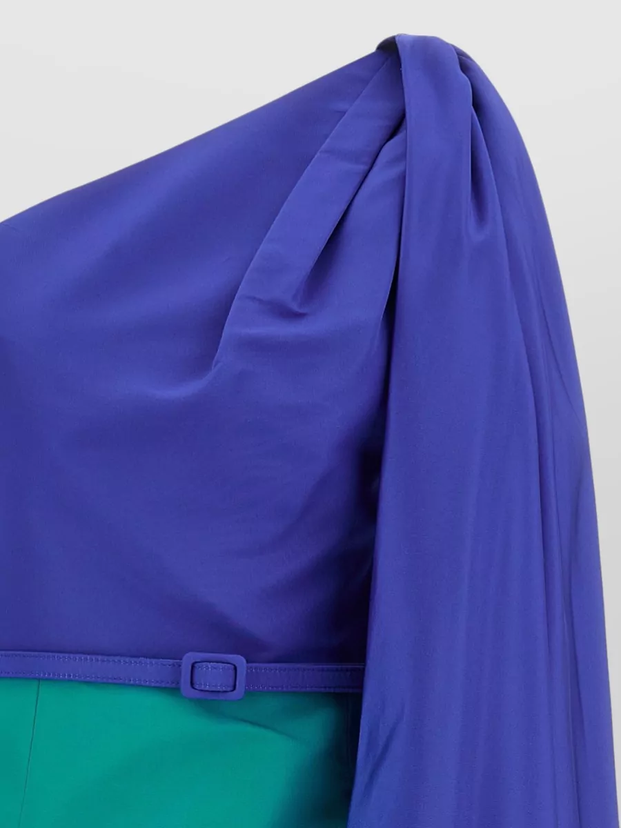 Carolina Herrera One Shoulder Dress Belted Waist Draped