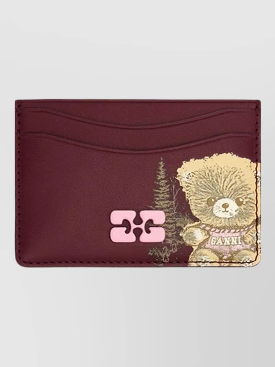 Ganni recycled leather card holder