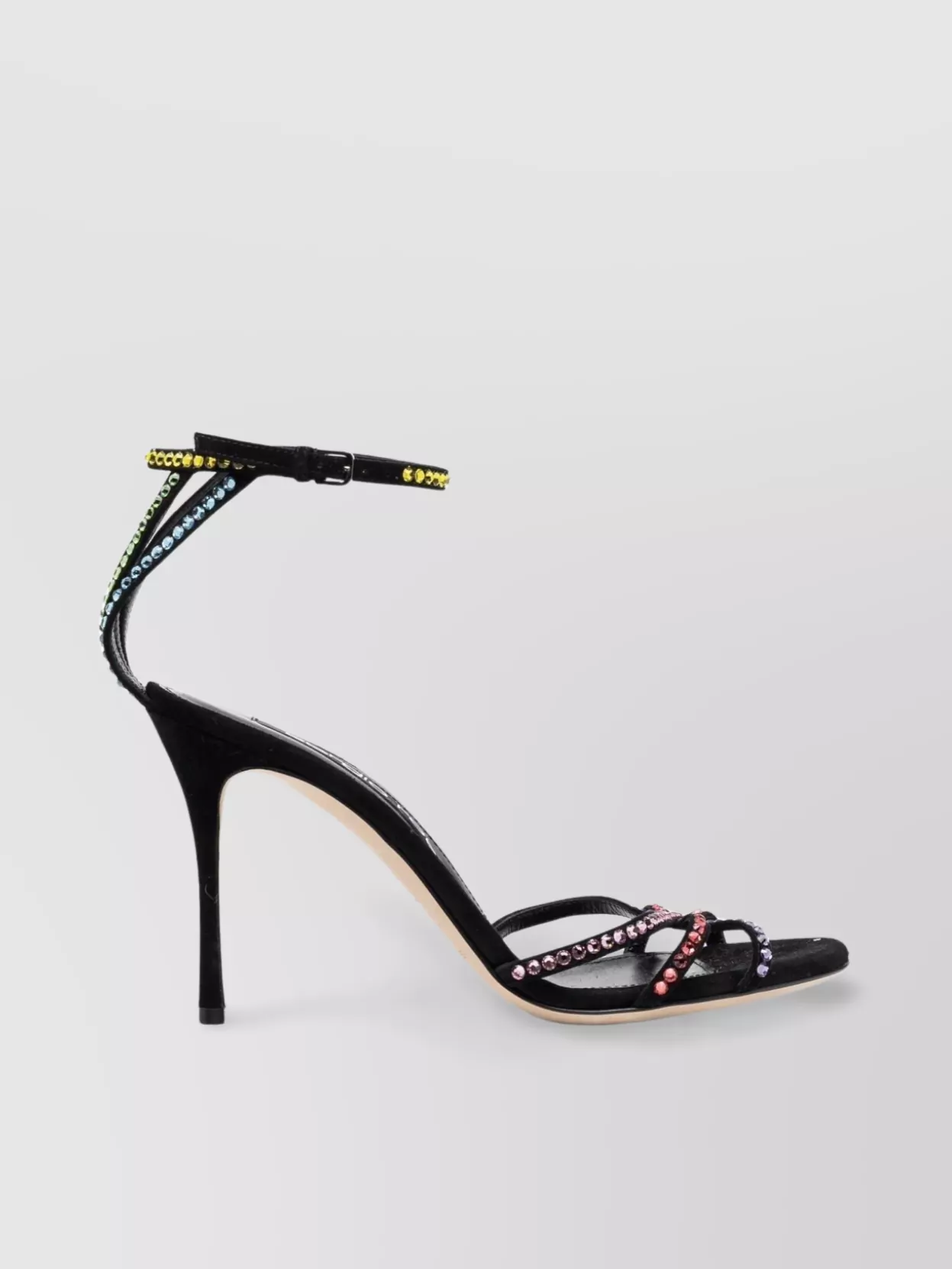 Shop Sergio Rossi Crystal Embellished Strappy Heeled Sandals In Black