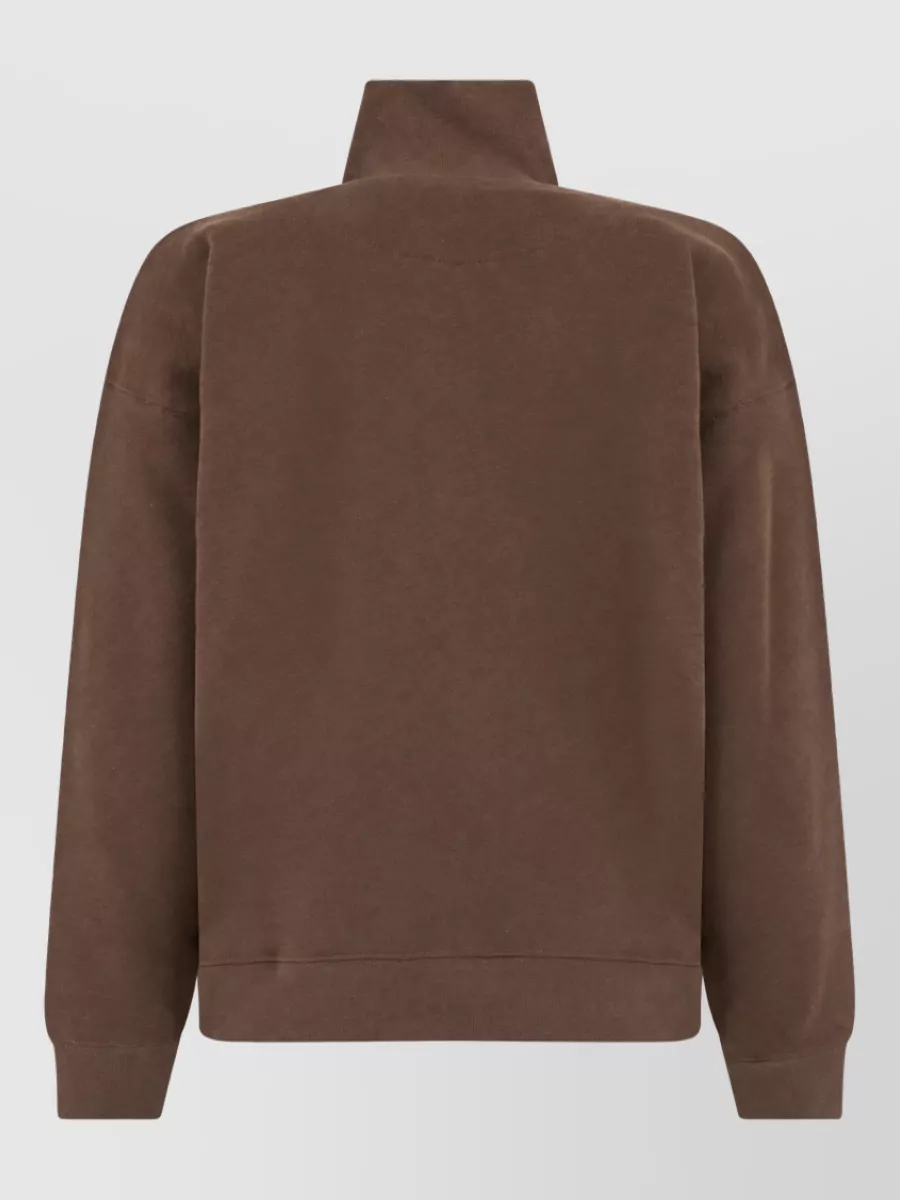 Maison Kitsuné Organic Cotton High Neck Half Zip Sweatshirt