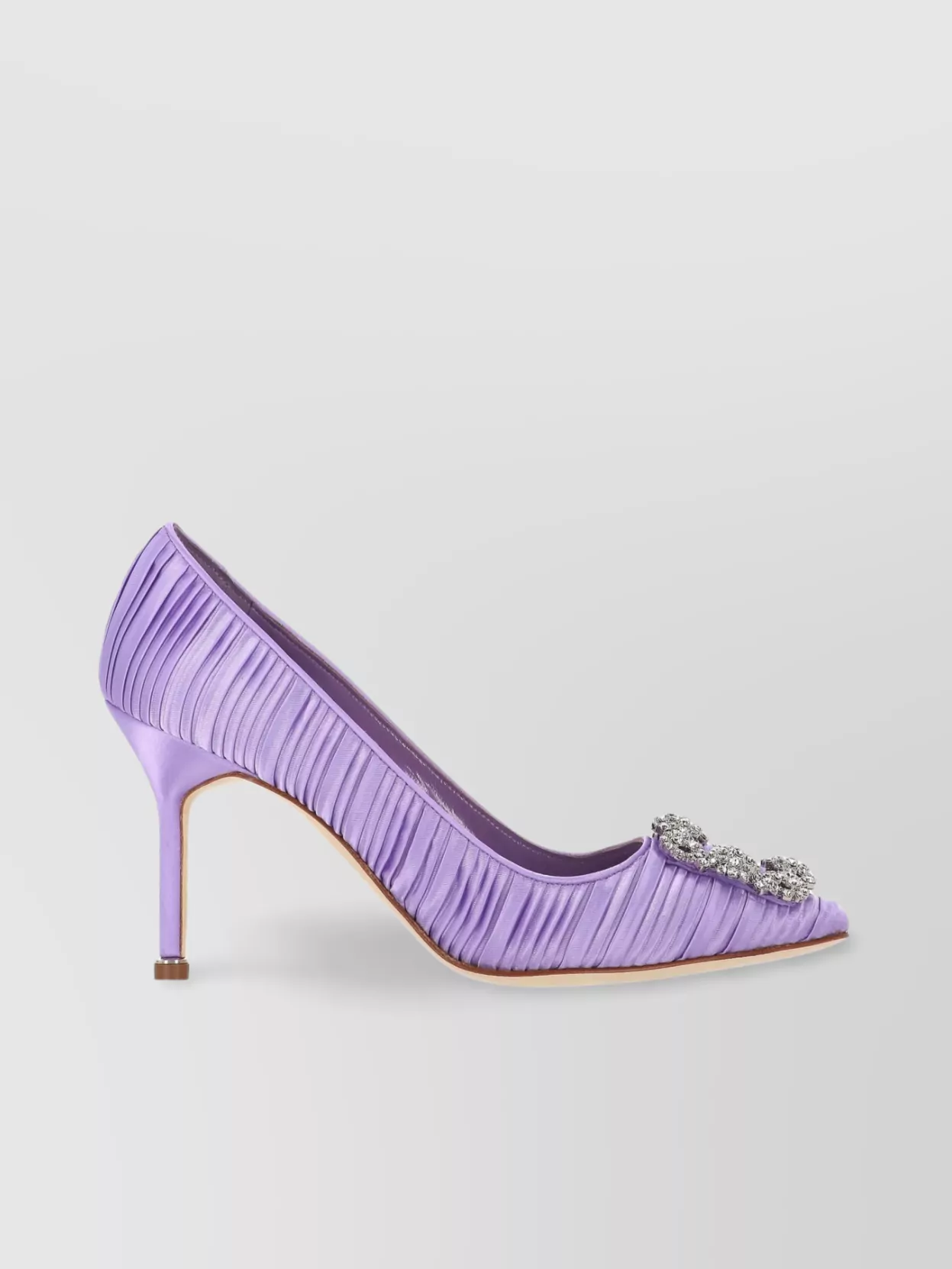 Manolo Blahnik Crystal Buckle Pleated Stiletto Pumps