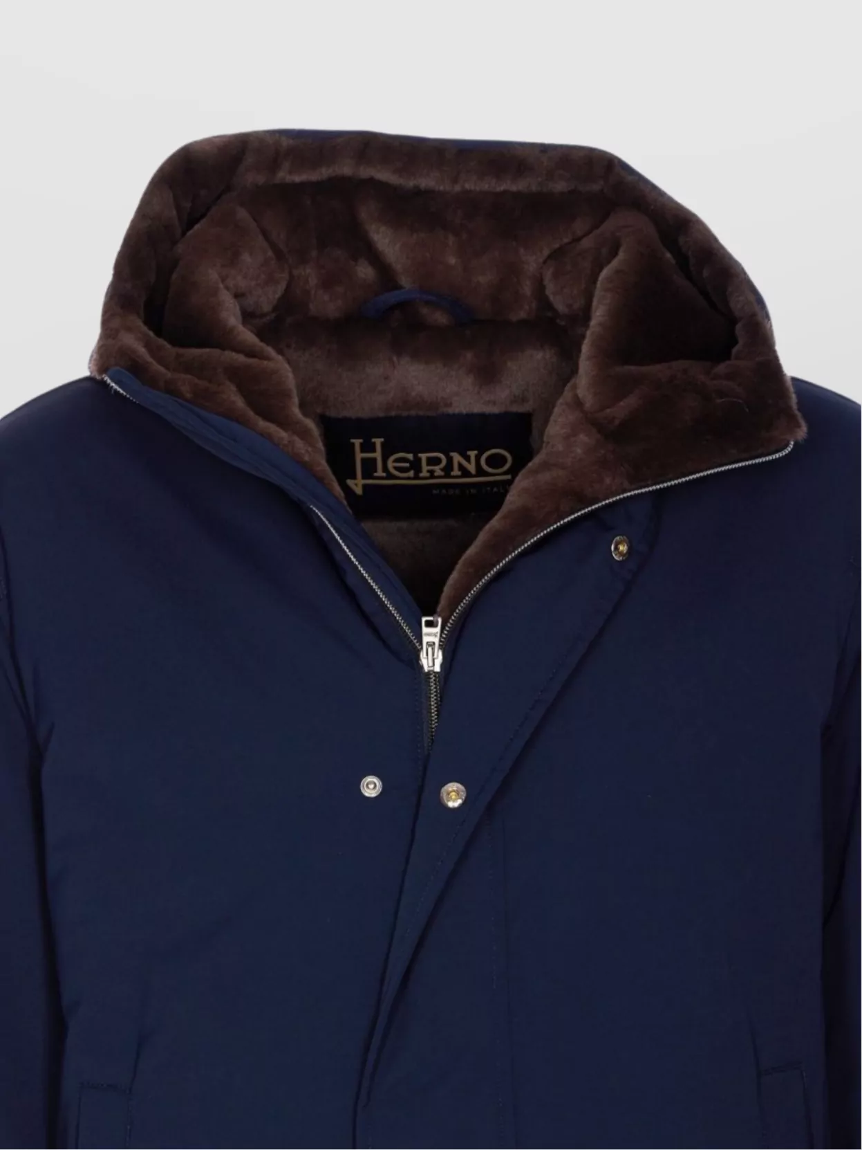 Herno Hooded Long Length Padded Coat With Button Pockets