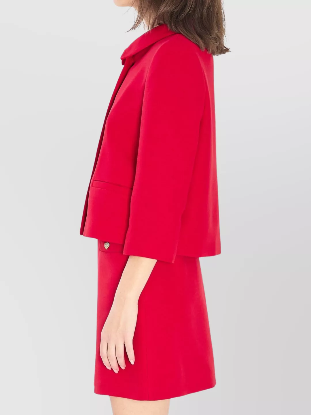 Valentino Couture Crepe Jacket Jeweled Buttons In Red