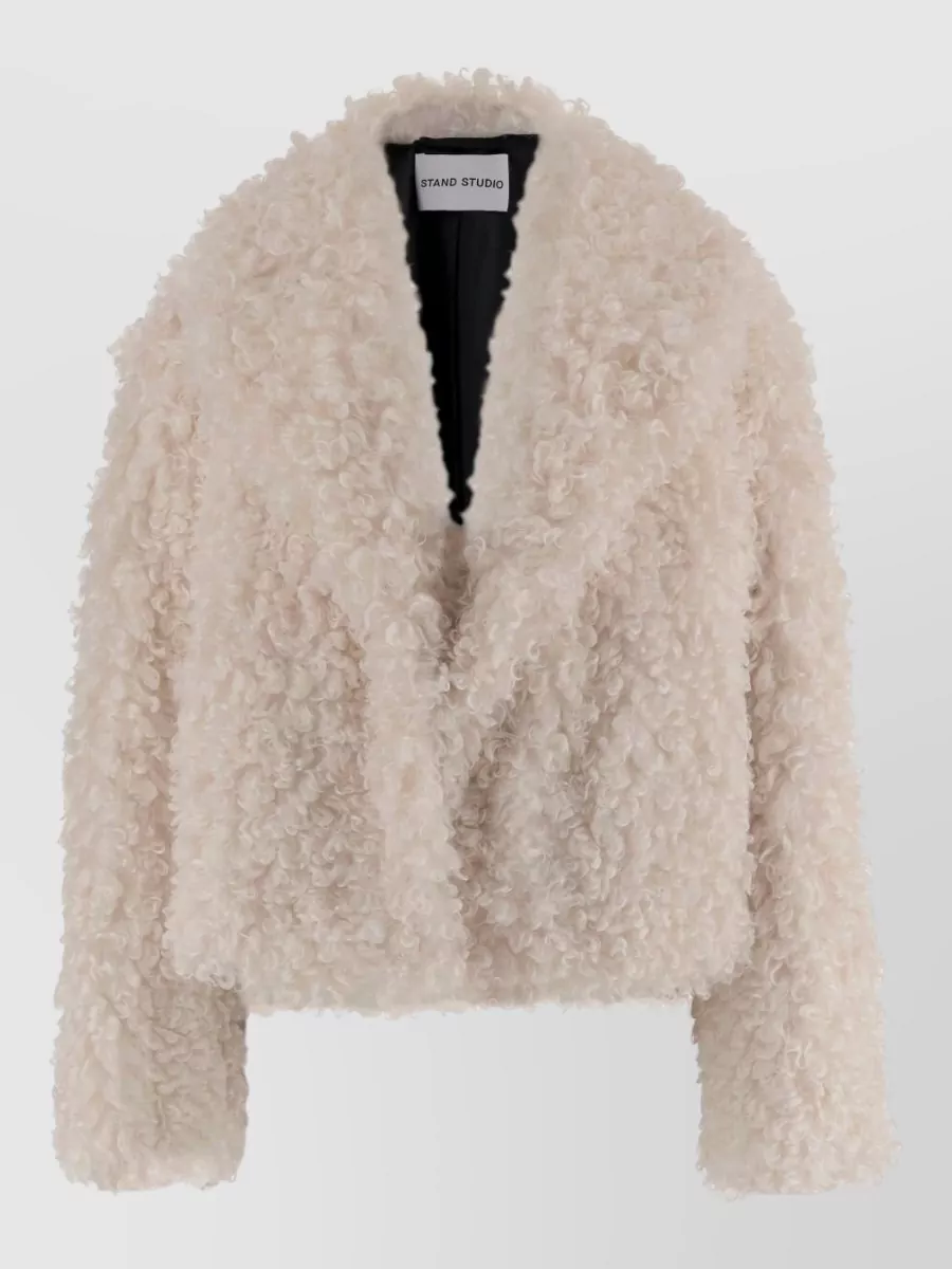 Stand Studio Faux Fur Oversized Cropped Jacket