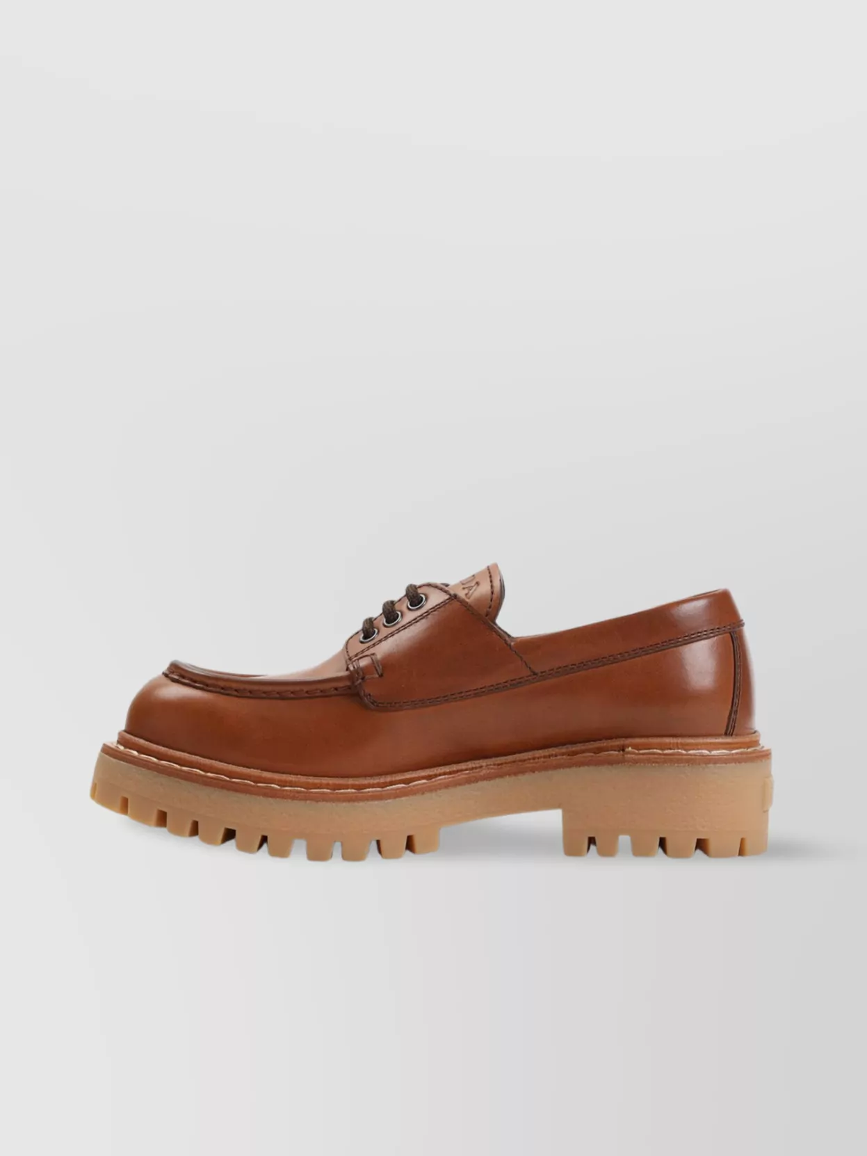 Shop Prada Lace-up Leather Chunky Sole Shoes In Red