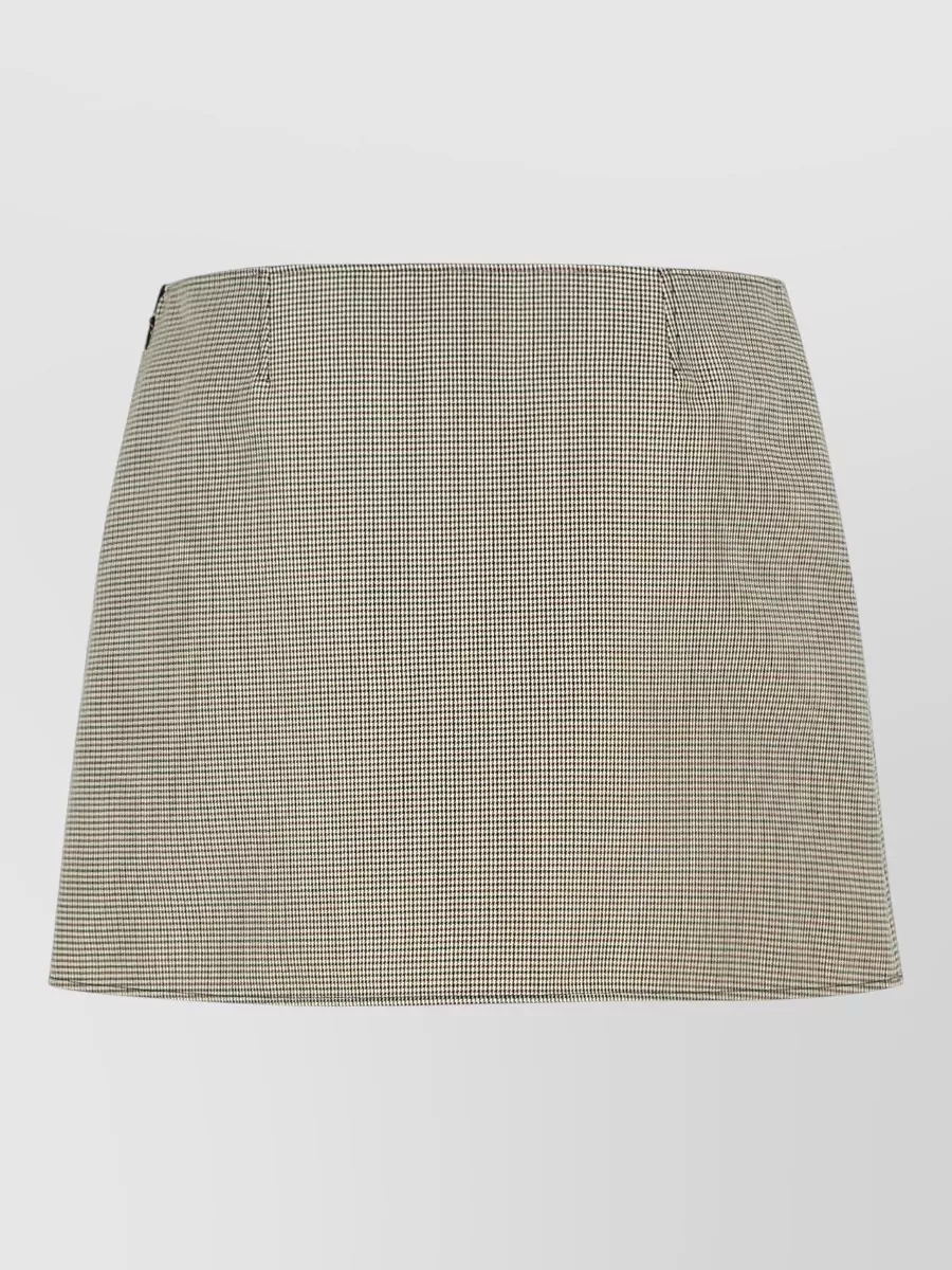 Courrèges Wool Blend Miniskirt Houndstooth Back Pockets In Gray