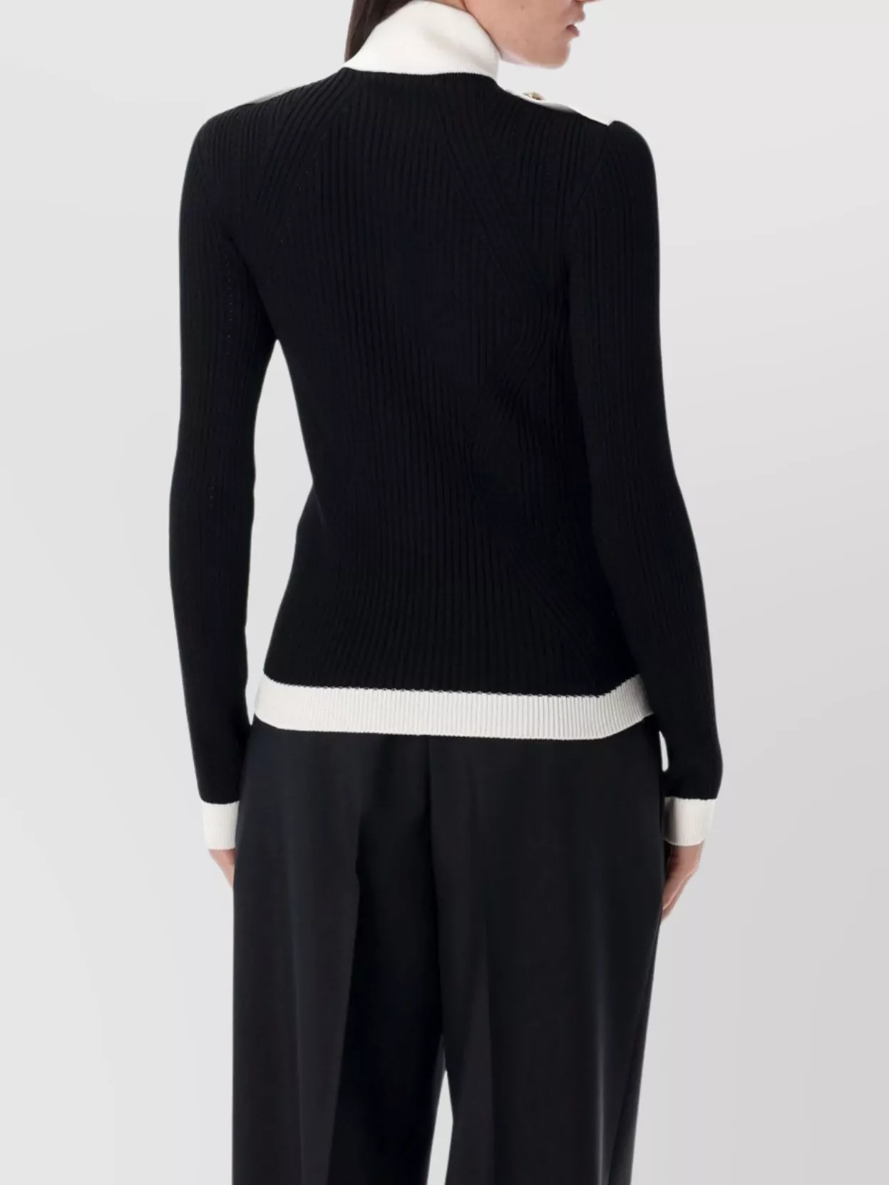 Balmain Twisted Knit Cardigan Zip Turtleneck