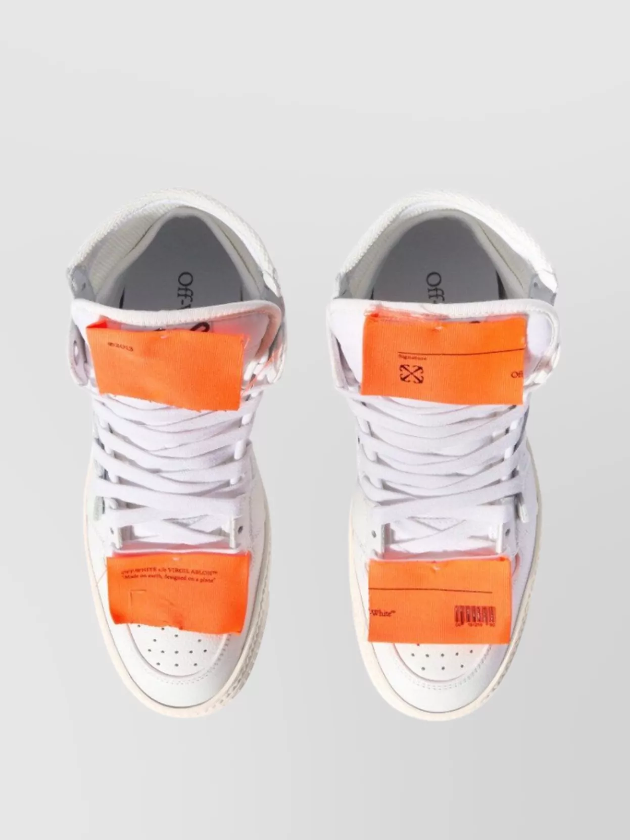 OFF-WHITE HIGH-TOP LEATHER AND COTTON SNEAKERS
