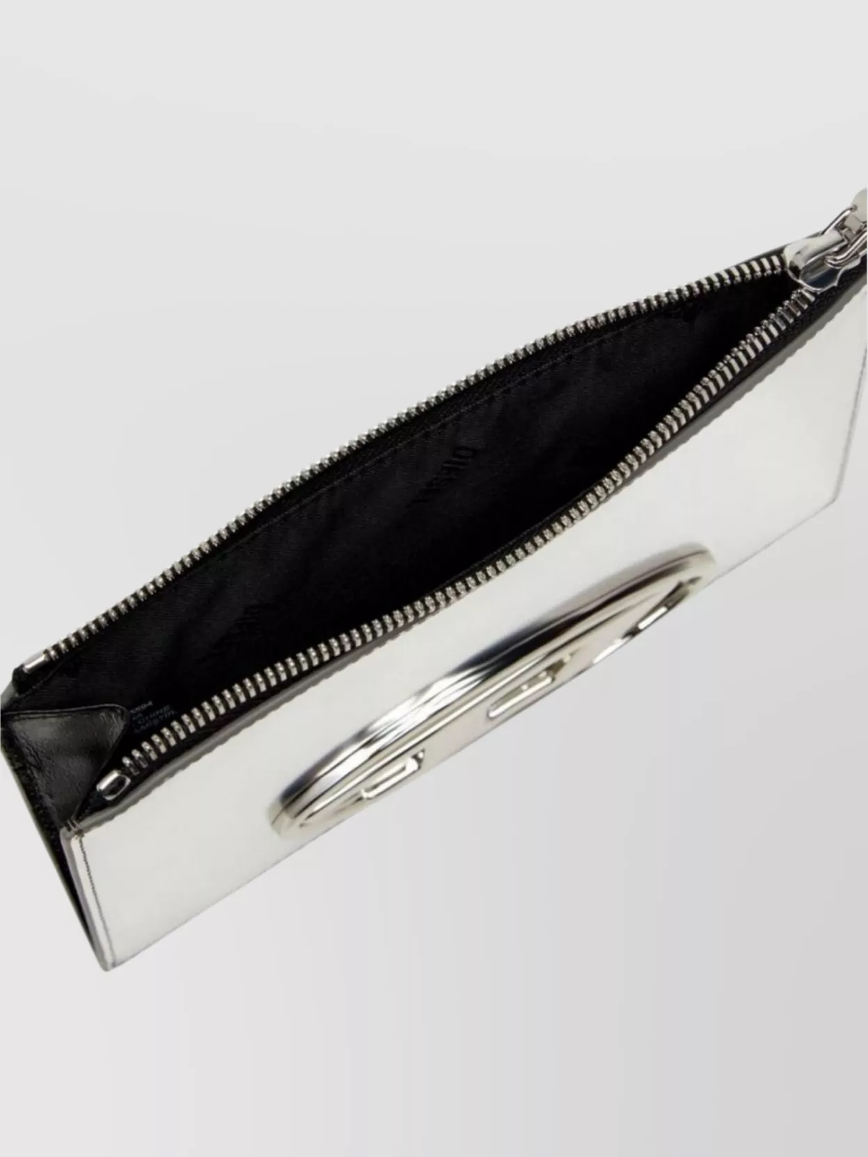 Diesel Shiny Wrist Strap Clutch Bag In Gray