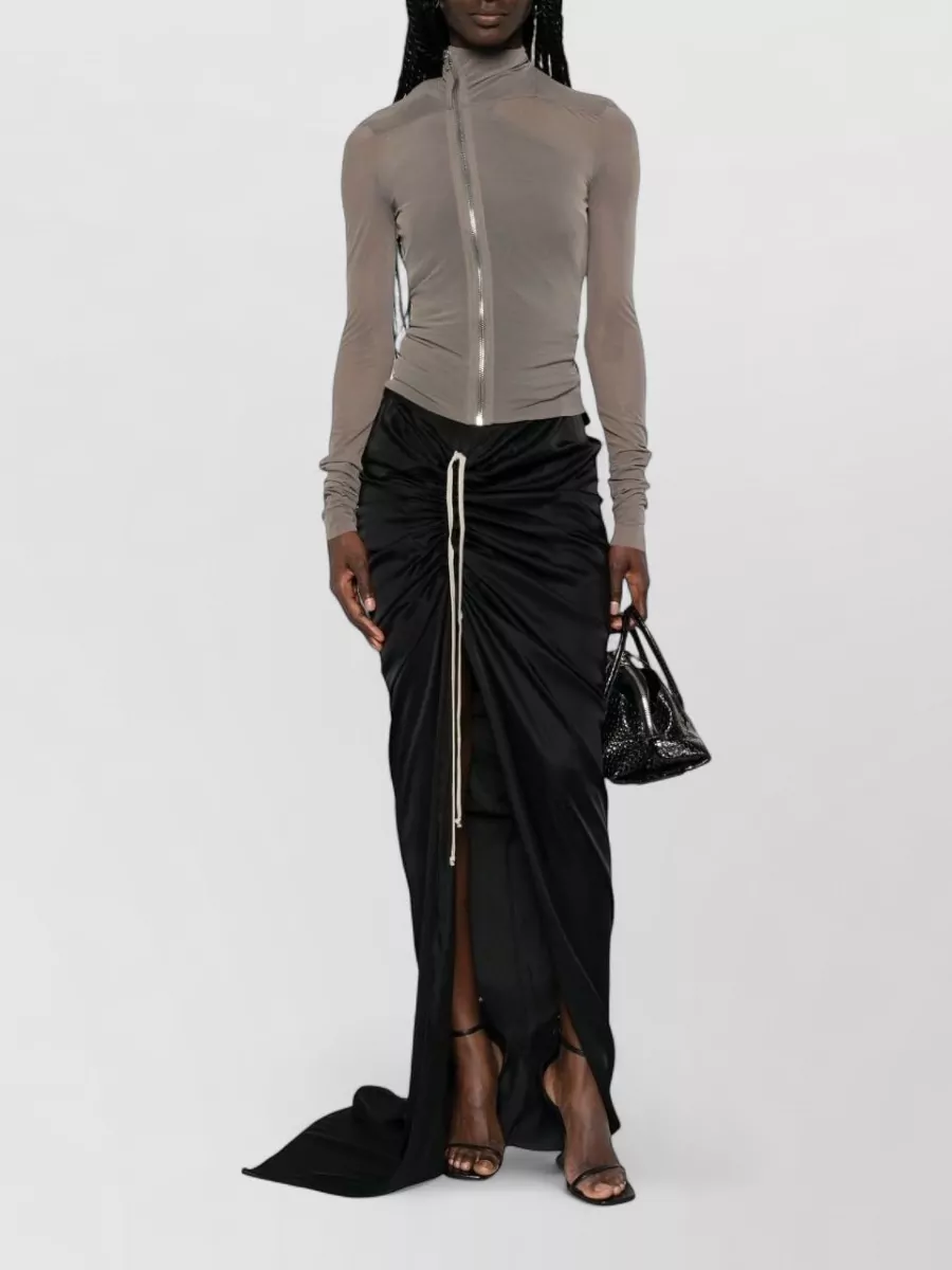 Rick Owens Sheer Slim-Fit High-Neck Long-Sleeve Top