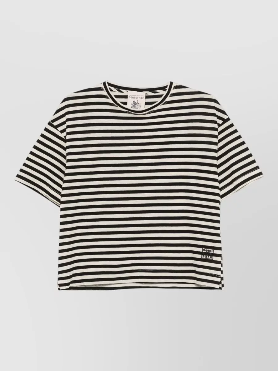 Semicouture Striped Cotton Linen T-Shirt