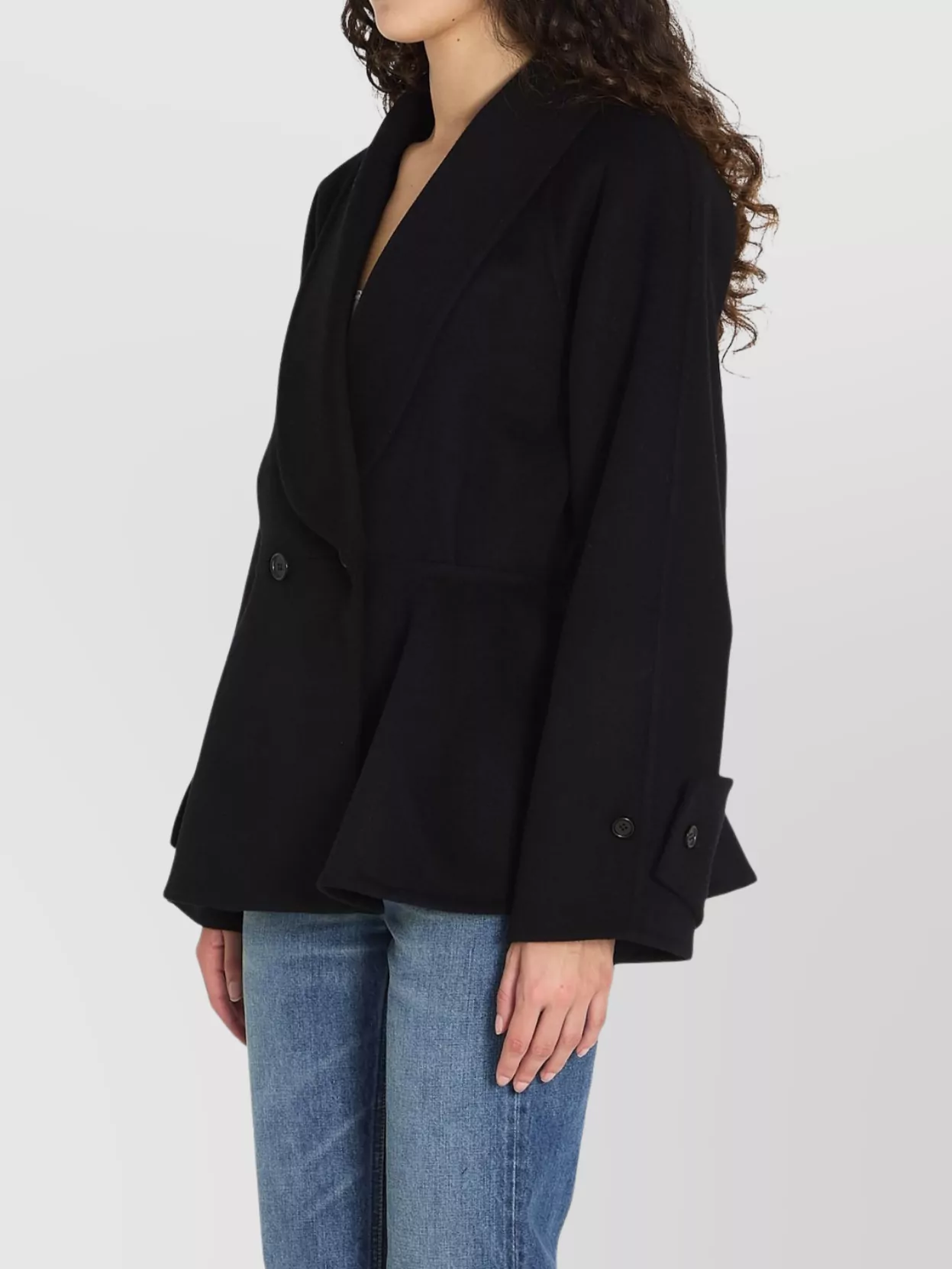 Chloé Double Breasted Wool Peplum Jacket In Black