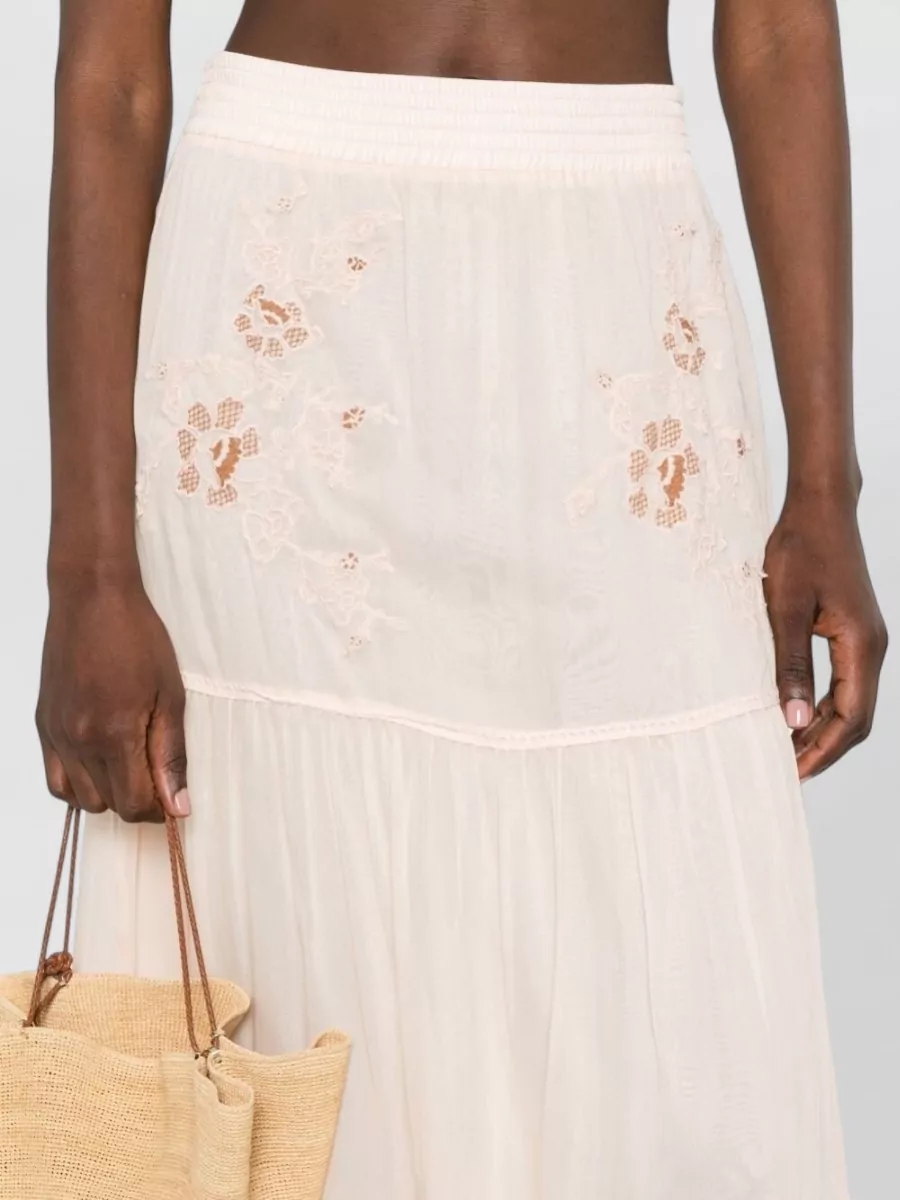Ermanno Scervino Floral-Embroidered Long Skirt