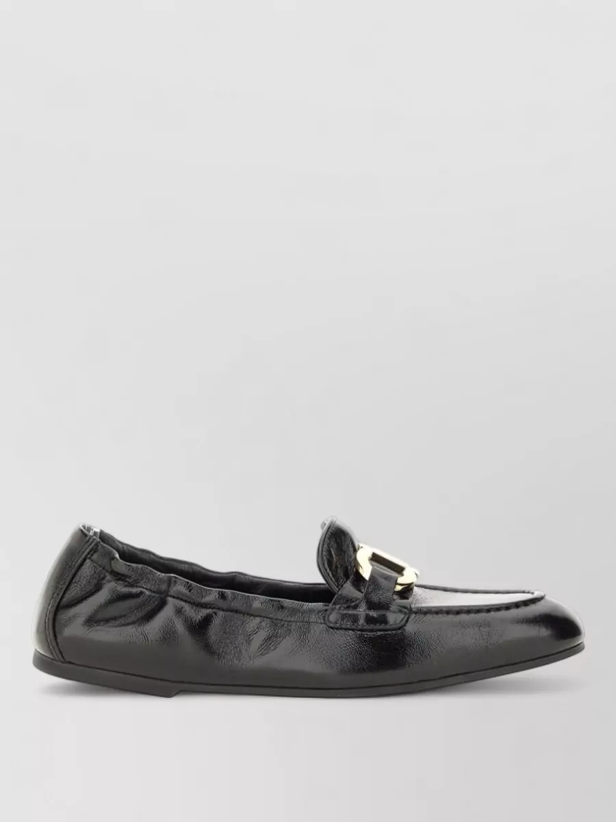 Ferragamo Loafers Round Toe Gold Tone Hardware
