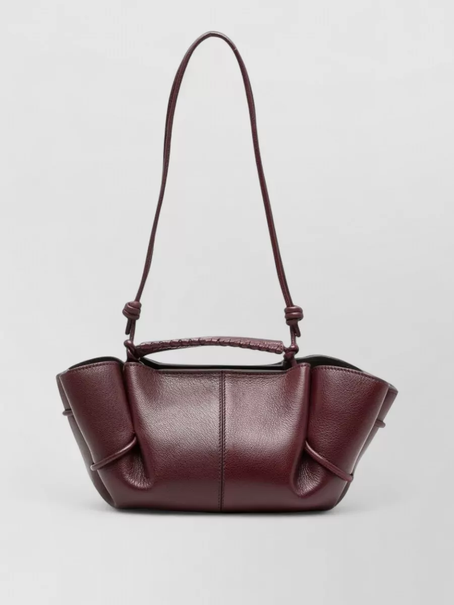 Hereu Leather Braided Handle Clutch Bag