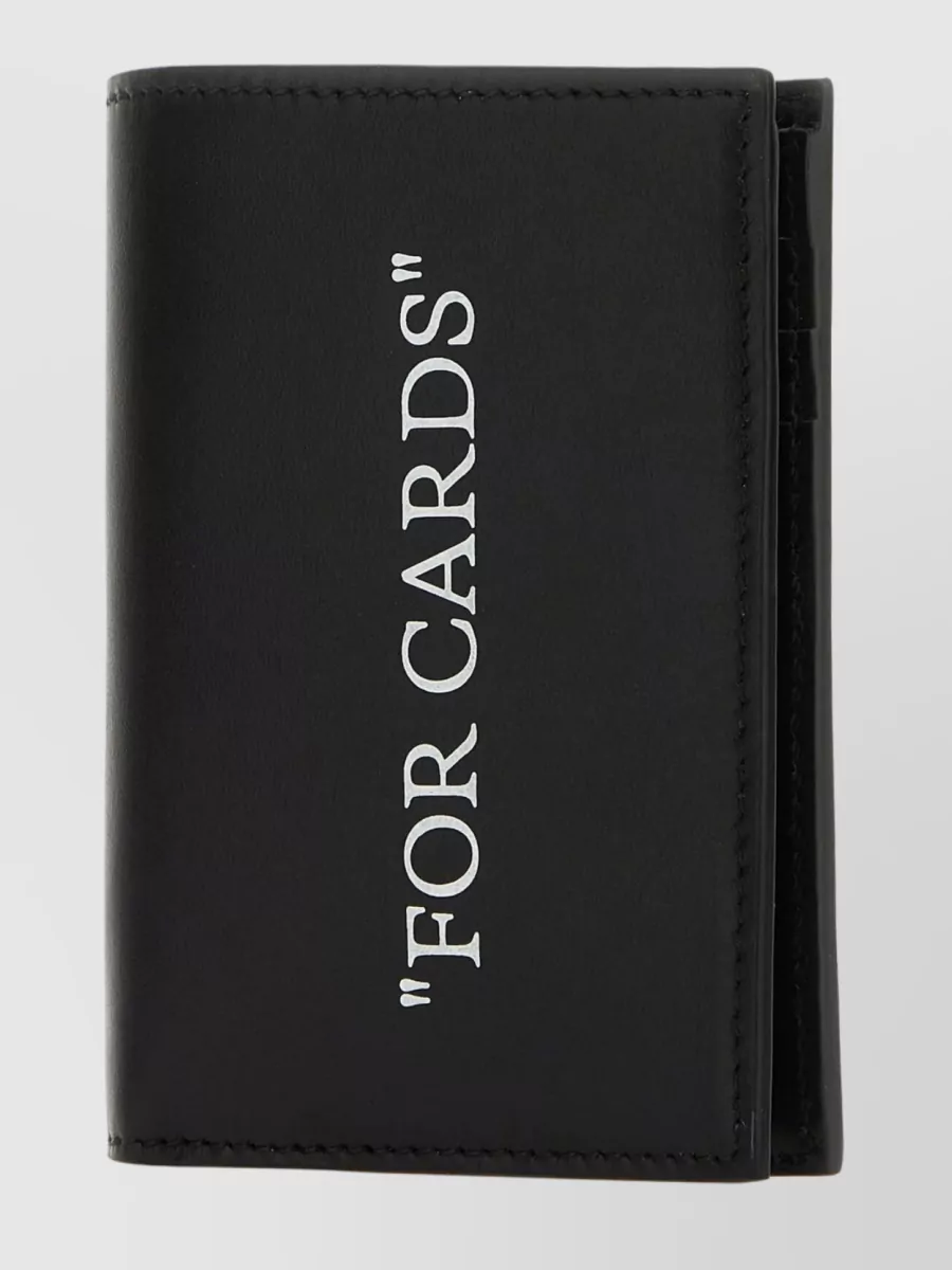 Shop Off-white Cards' Leather Bifold Wallet With Front Card Print In Black