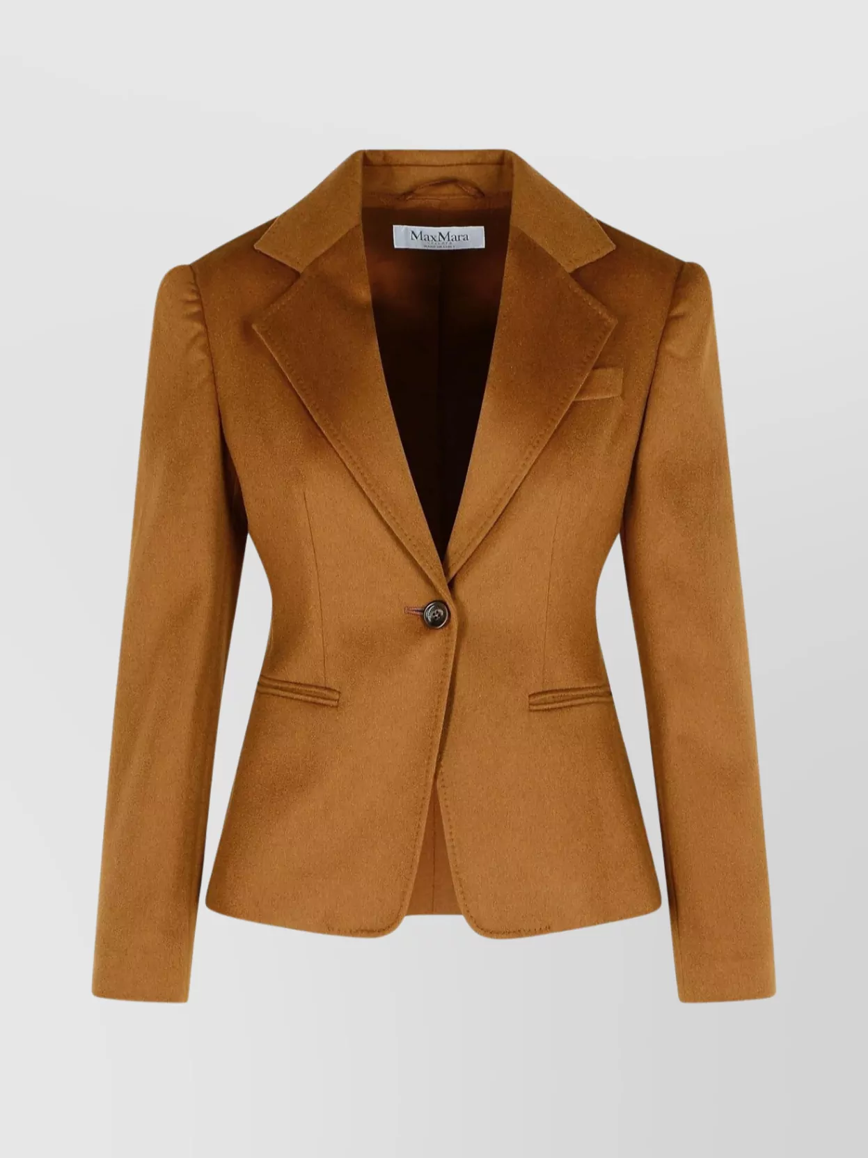 Max Mara Glenn Short Jacket In Camel Leather Drap In Gold