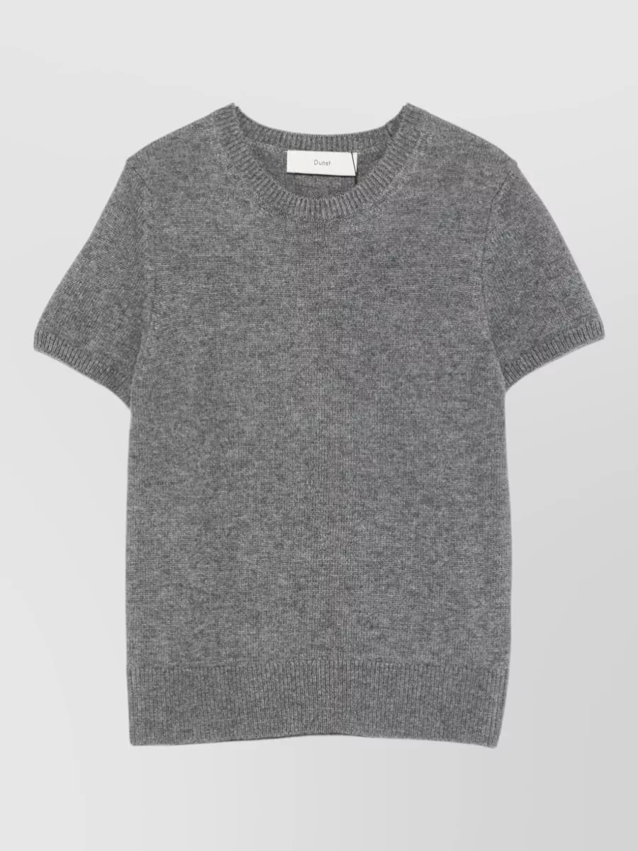 Dunst cashmere wool-blend ribbed short-sleeve crewneck sweater