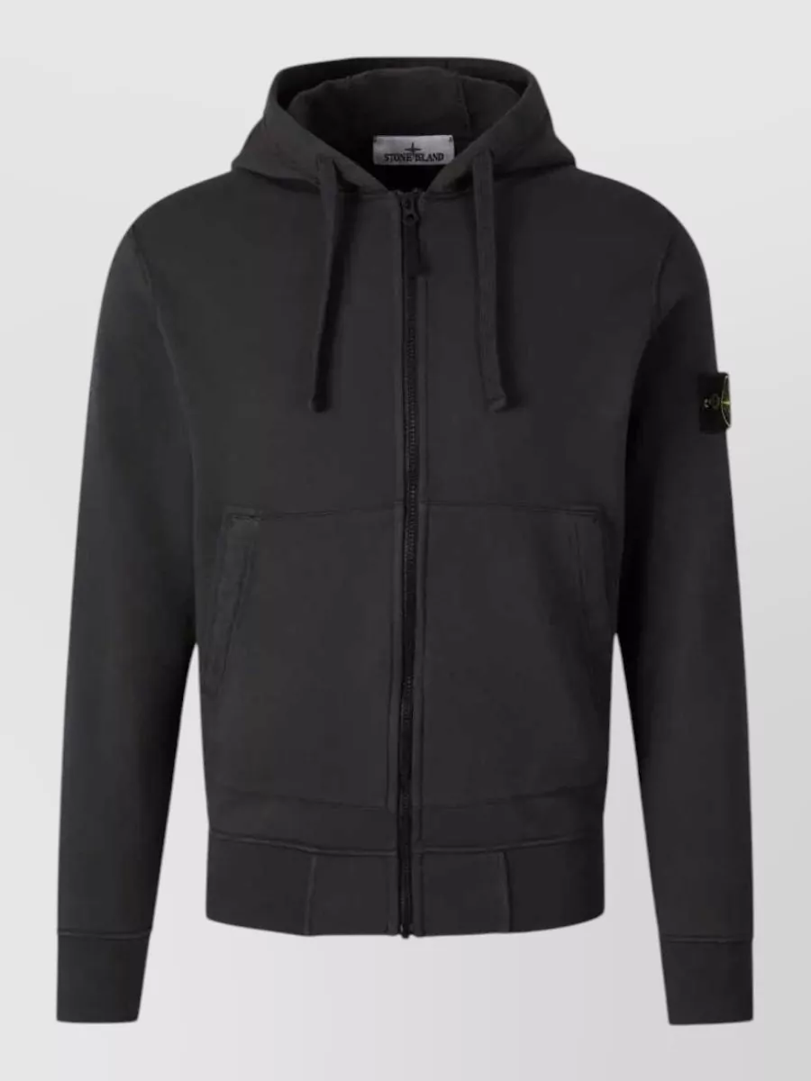 Stone Island cotton zip up hoodie
