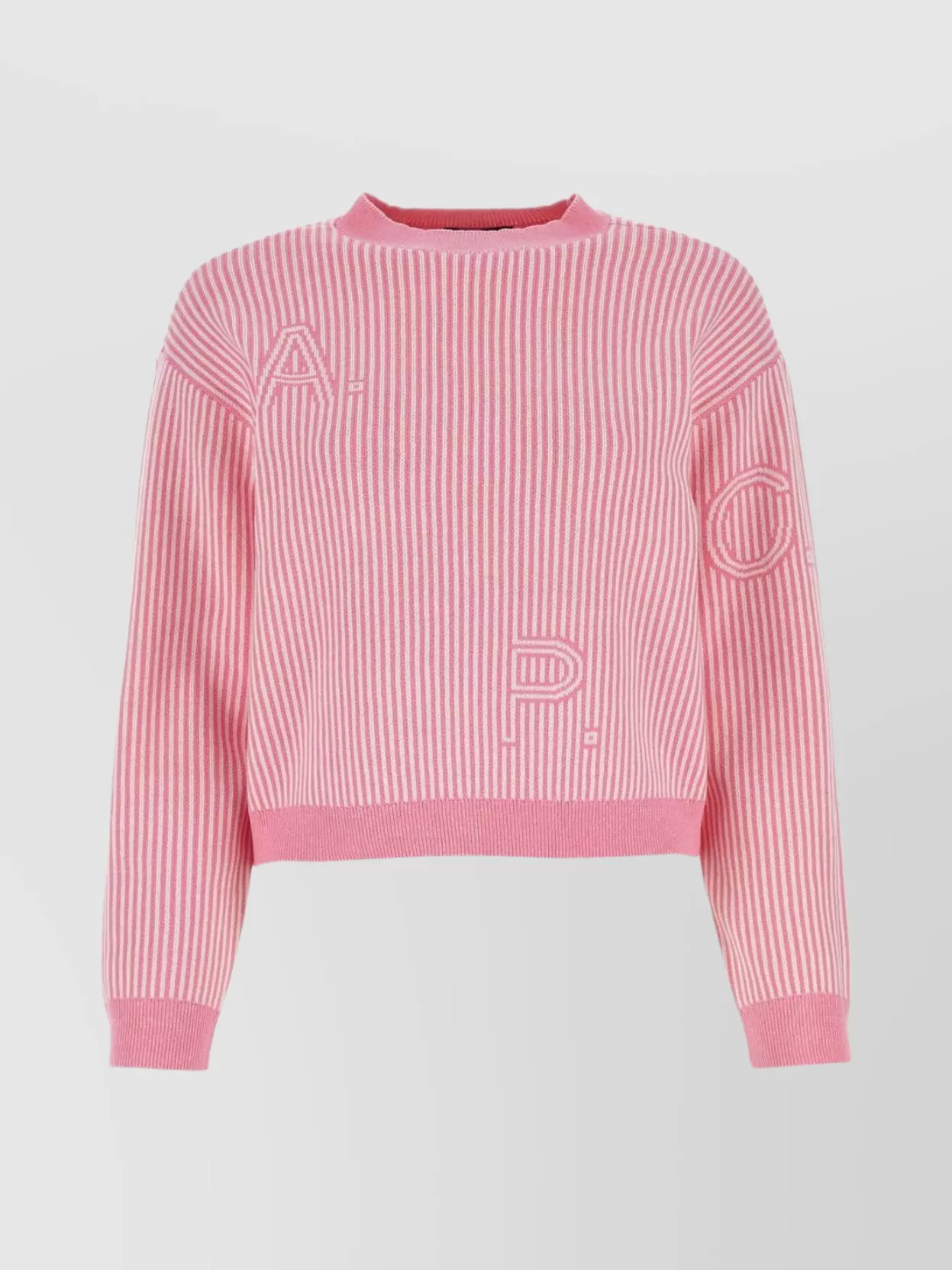 Apc Cropped Striped Embroidered Cotton Sweater In Pink