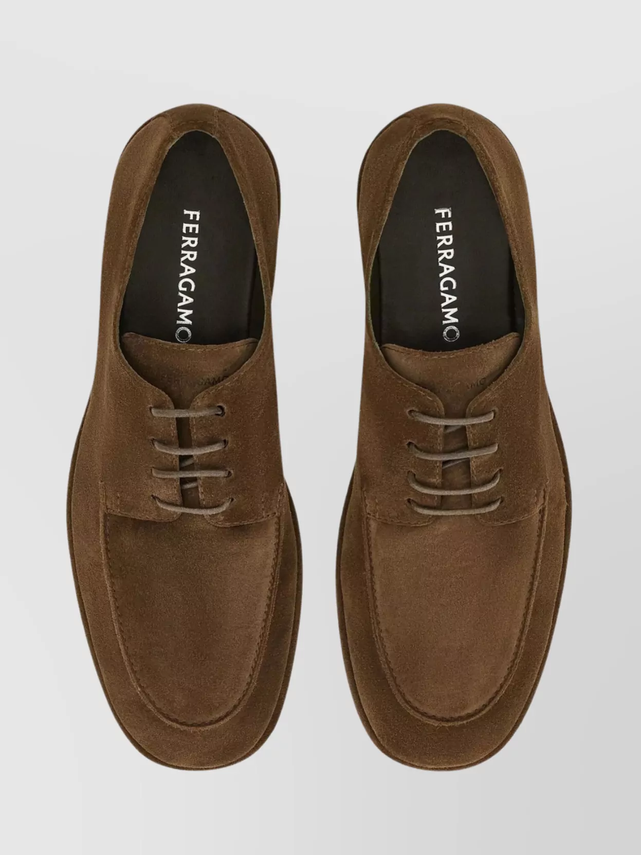 Ferragamo Camel Brown Suede Derby