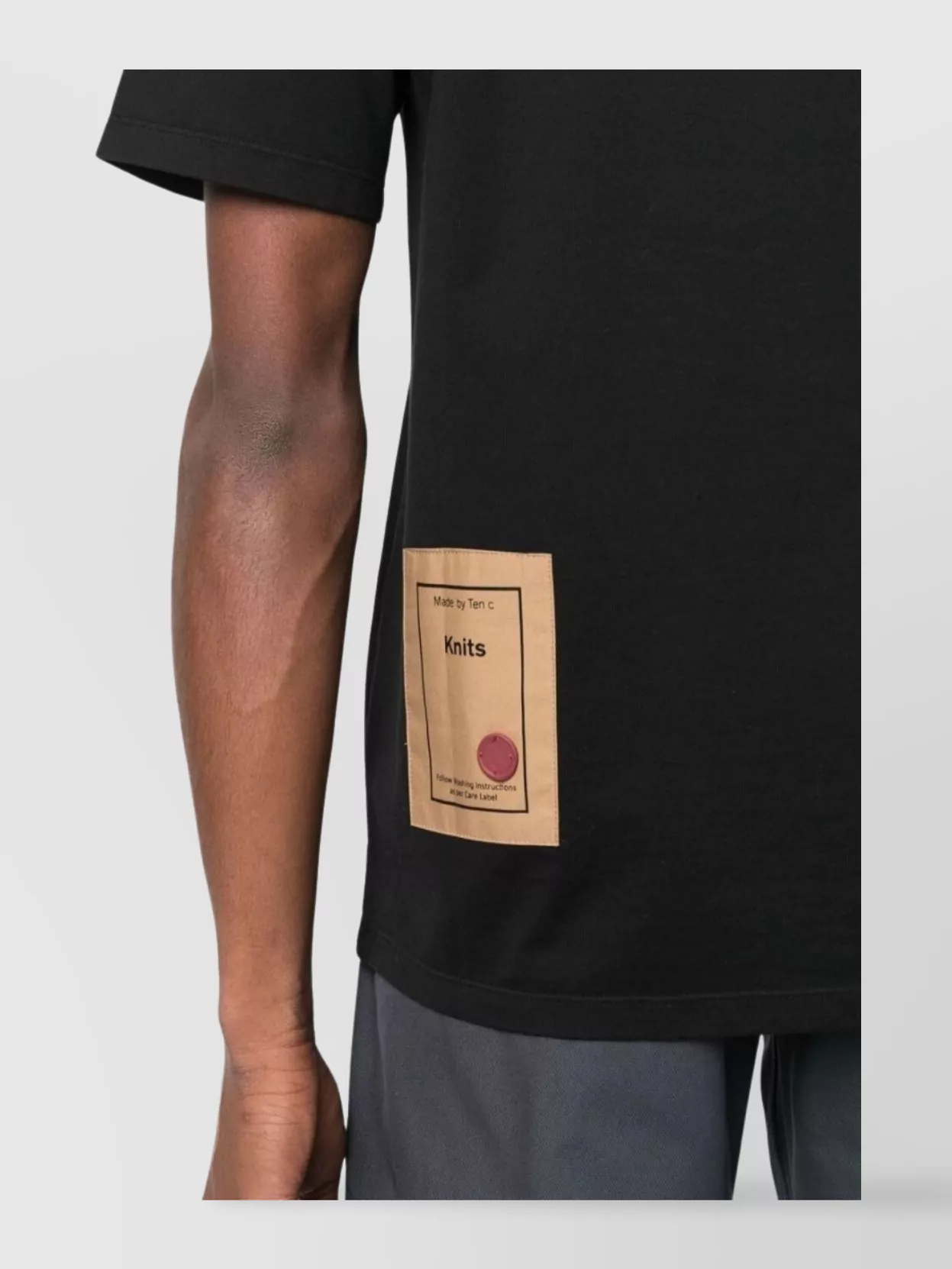Ten C Crew Neck Patch Detail Short Sleeves T-Shirt