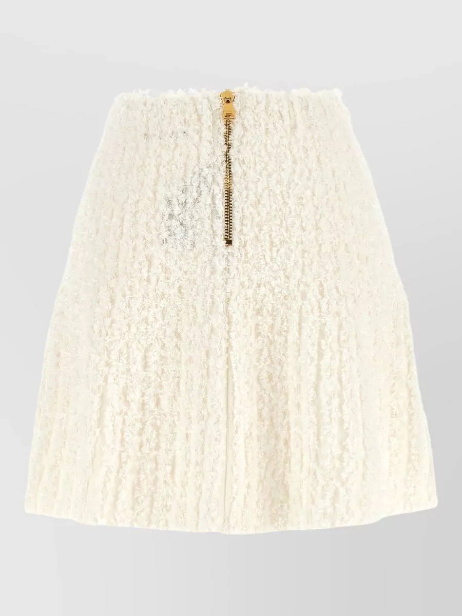Balmain Pleated Tweed Mini Skirt
