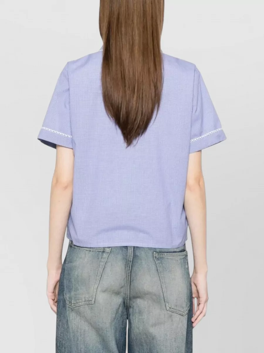 Miu Miu Gingham Cotton Short-Sleeve Shirt