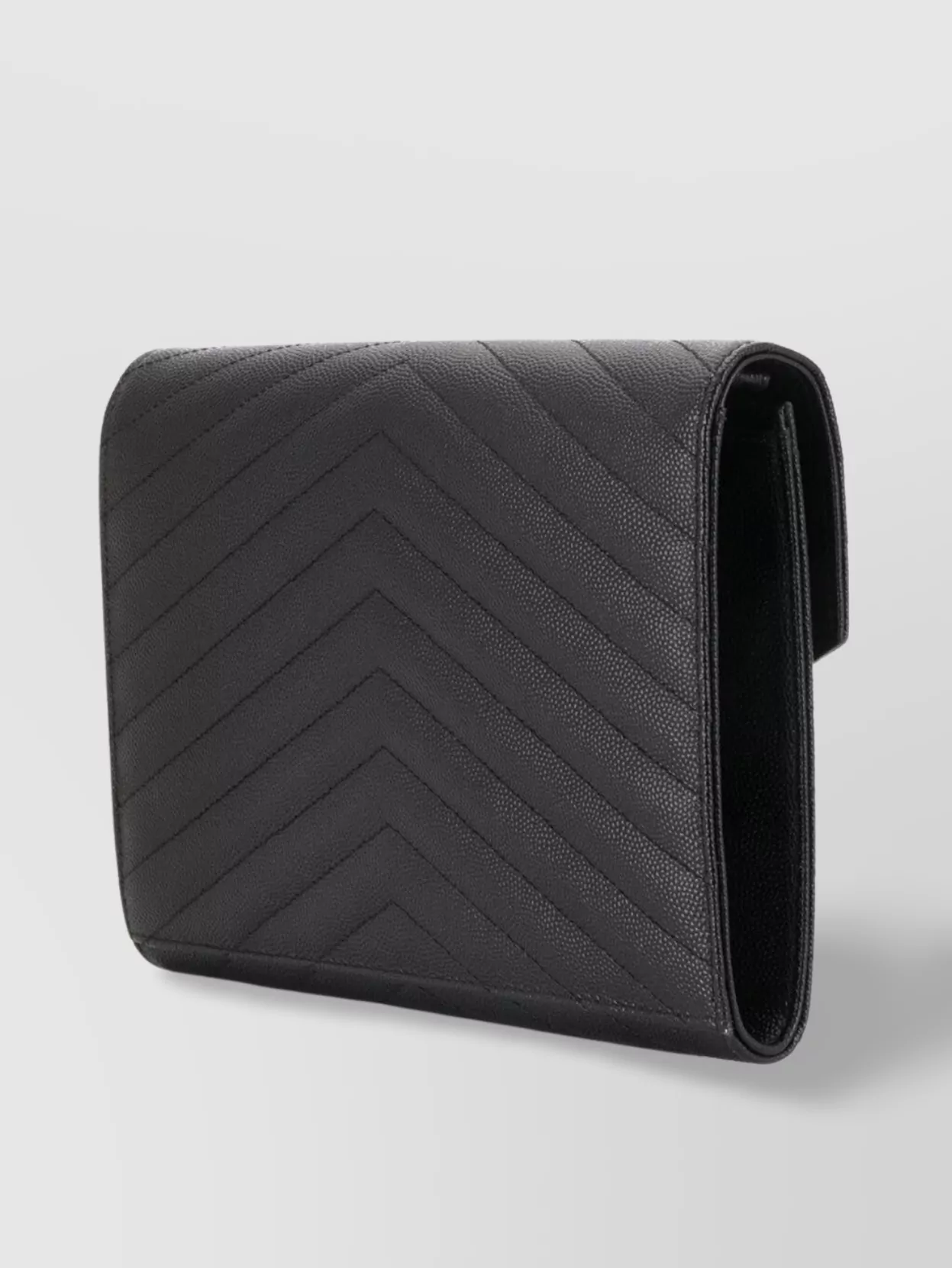 Saint Laurent Chevron Envelope Clutch Gold Hardware In Black