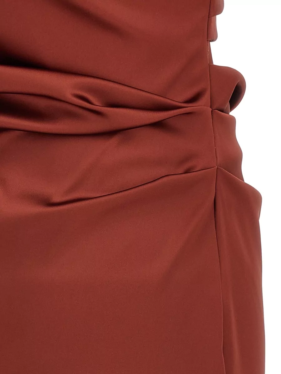 Max Mara Satin Asymmetric One-Shoulder Draped Maxi Dress