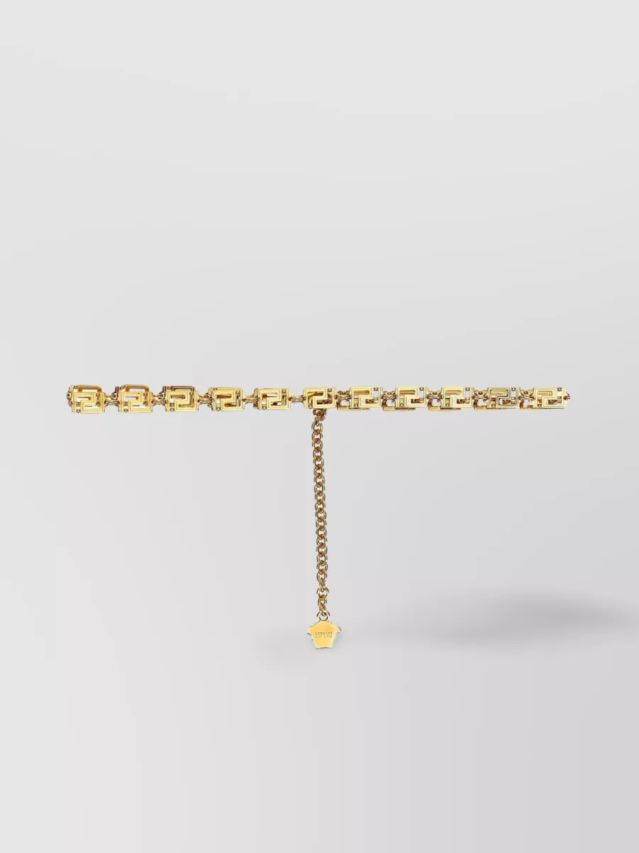 Versace Metal Chain Link Belt With Pendant Detail
