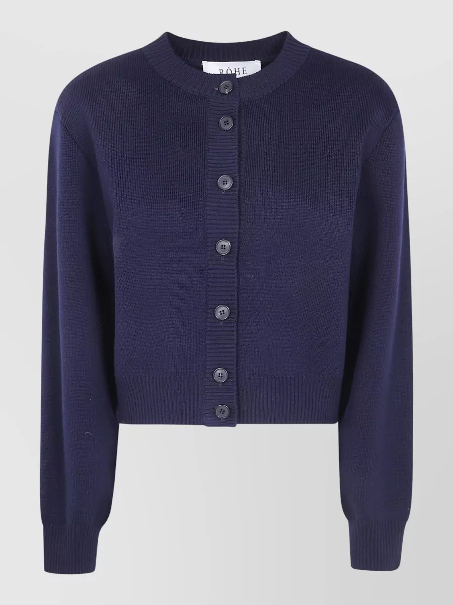 Róhe merino wool statement shoulder cardigan