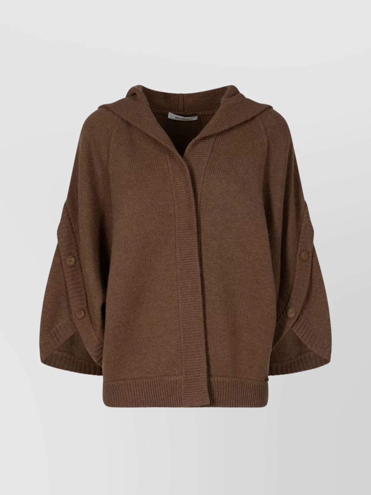 Max Mara Hooded Cardigan With Wool And Cashmere In Brown