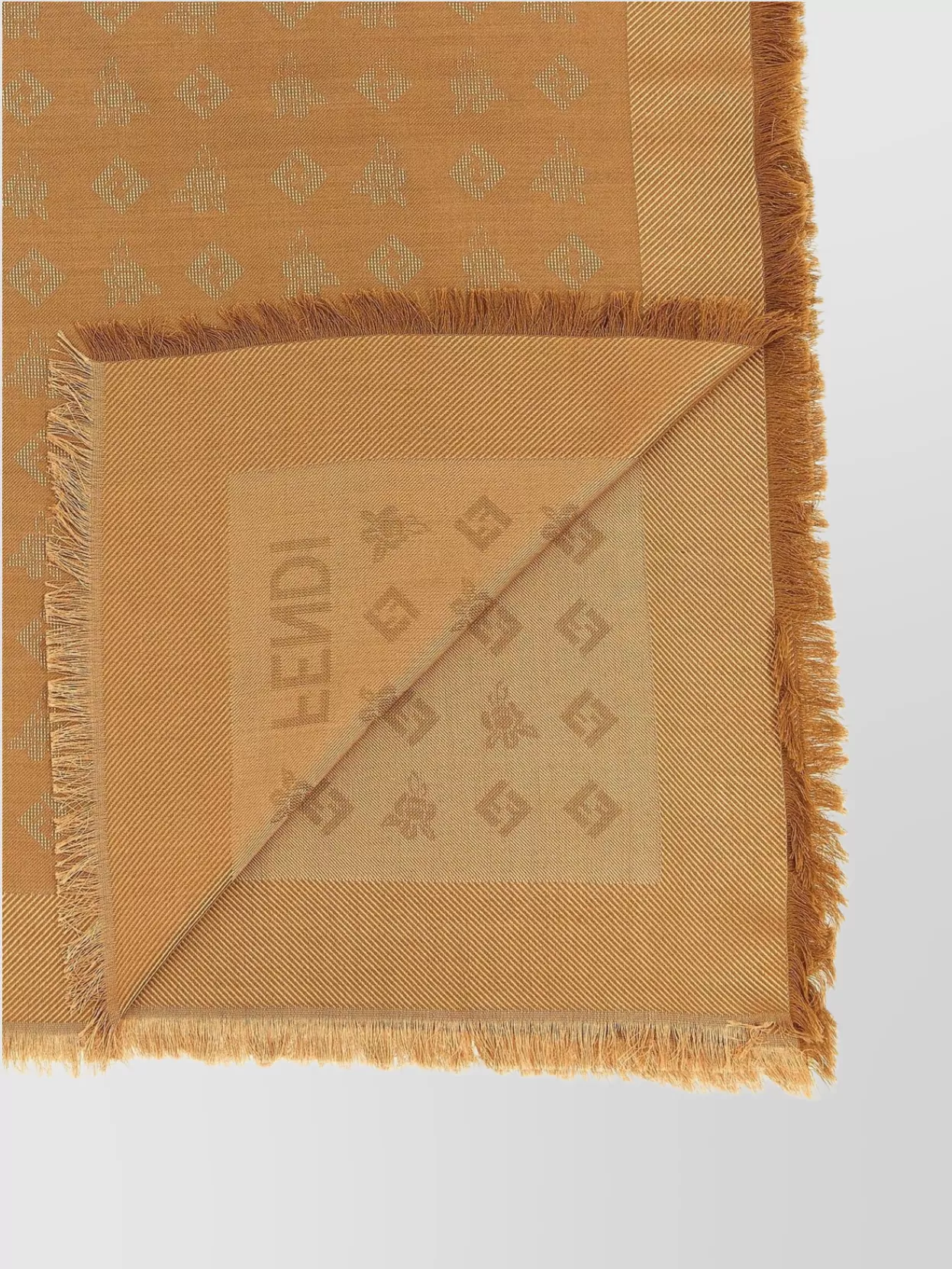 Fendi Monogram Square Shawl Fringed Edges