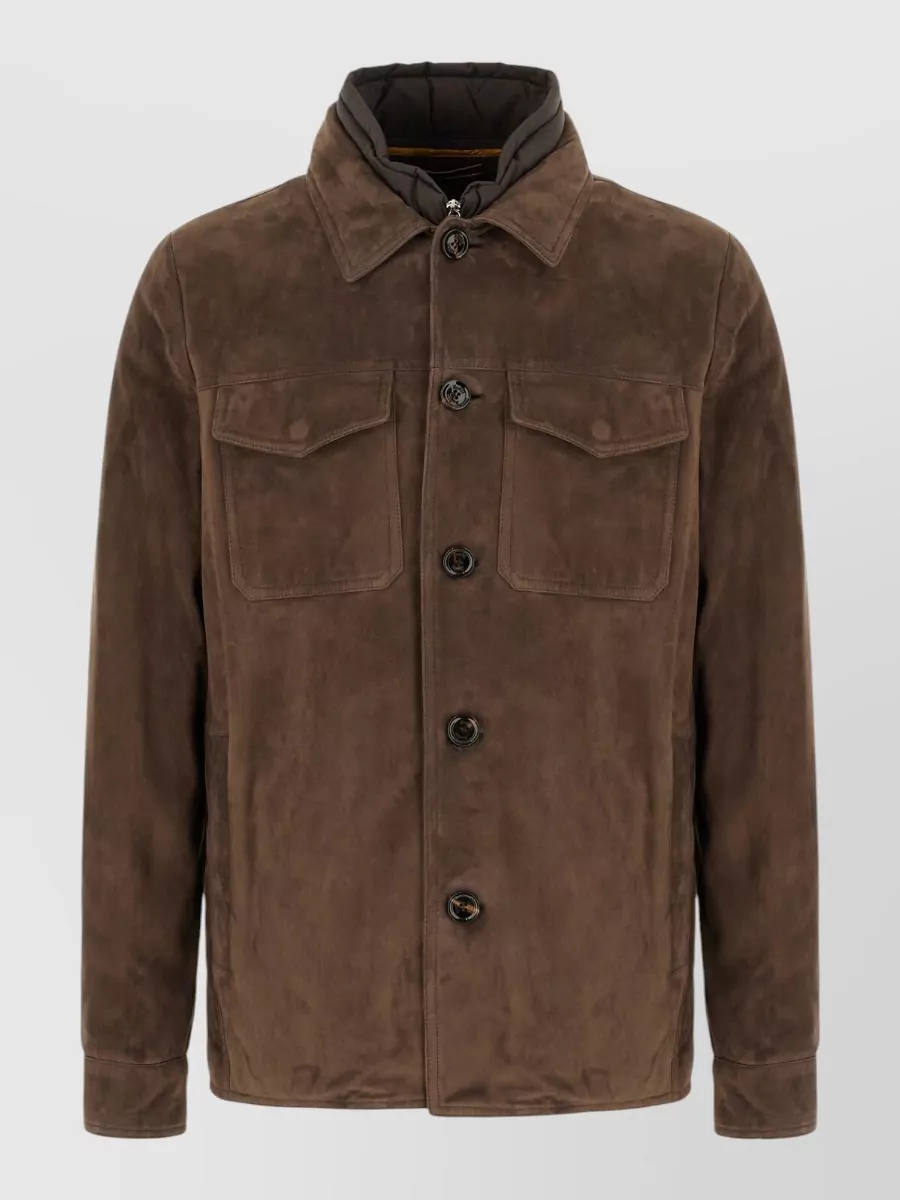 Moorer Polyester Blend Down Jacket Collared Pockets