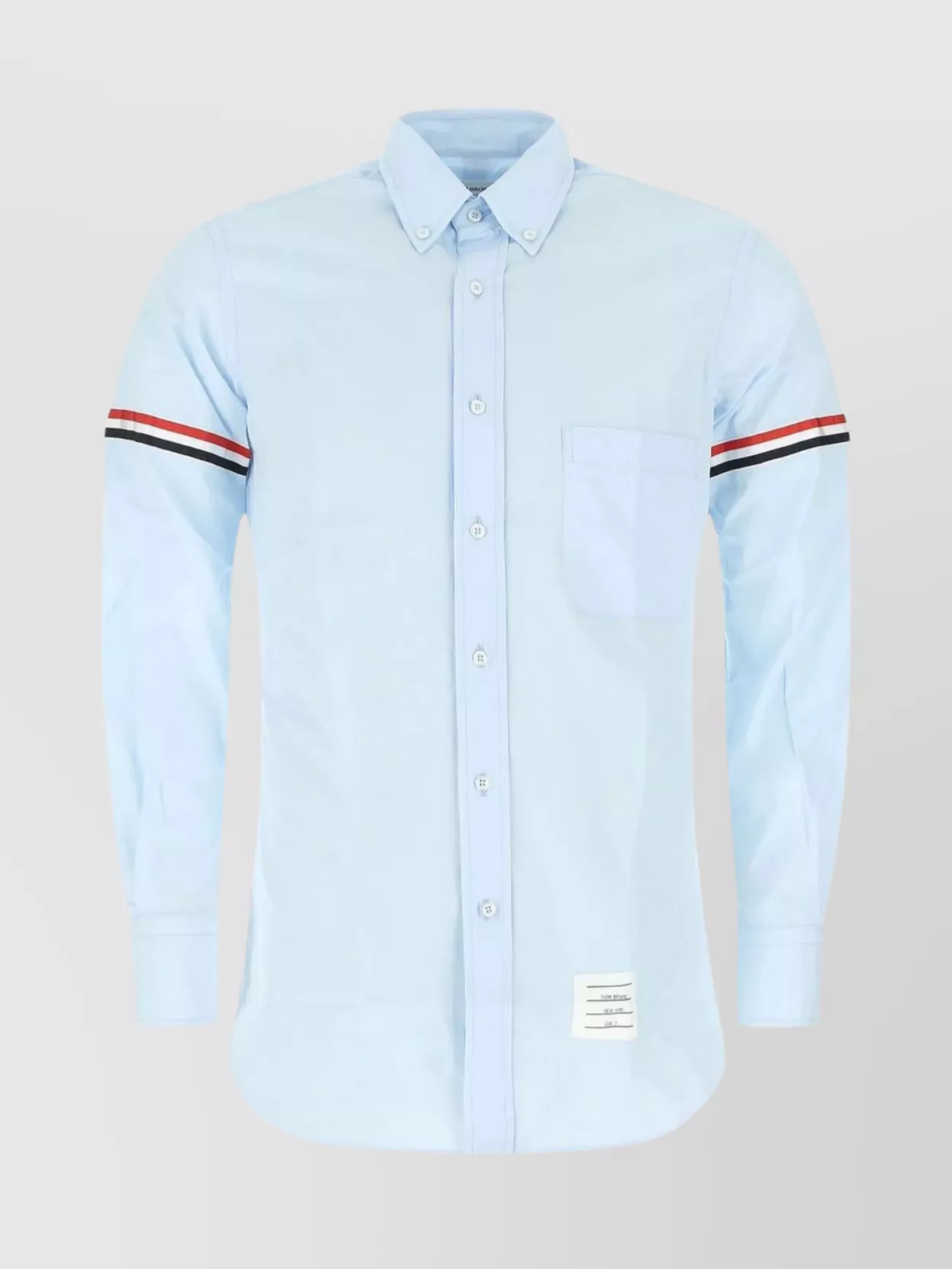 Shop Thom Browne Cotton Shirt With Buttoned Collar And Striped Sleeves