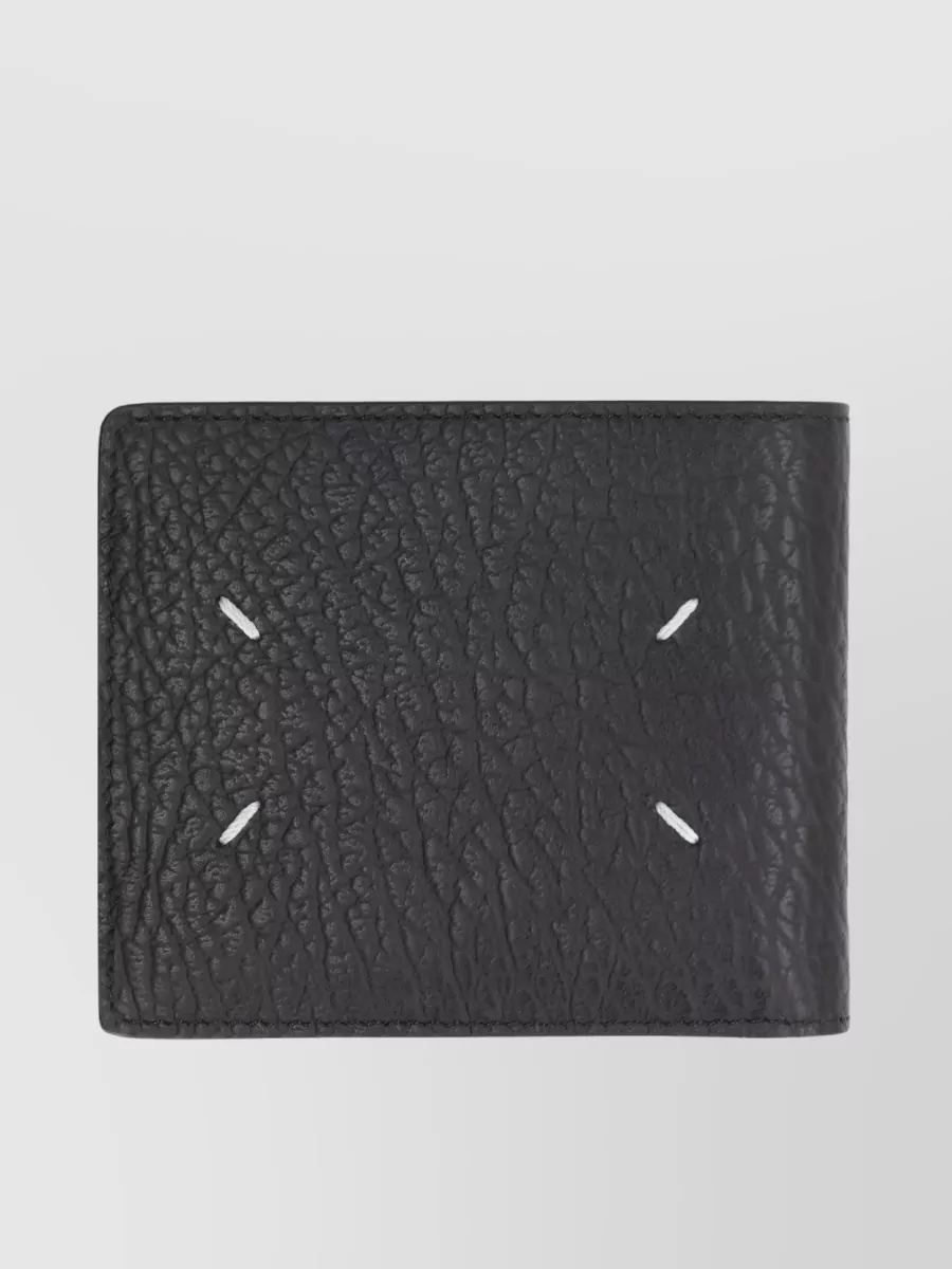 Shop Maison Margiela Stitch Detail Grained Leather Wallet In Black