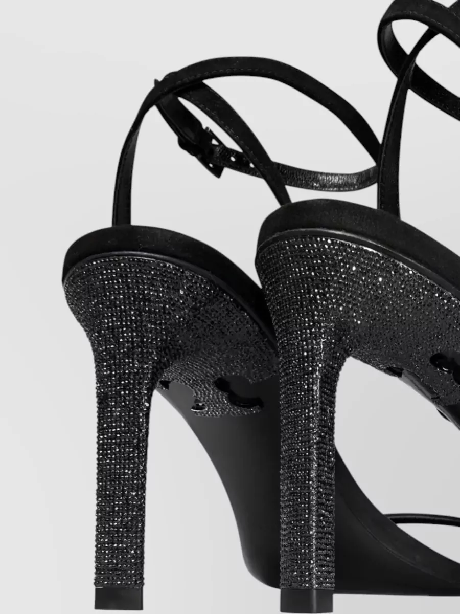 Tory Burch Sparkling Open Toe 90mm Heel Sandal In Black