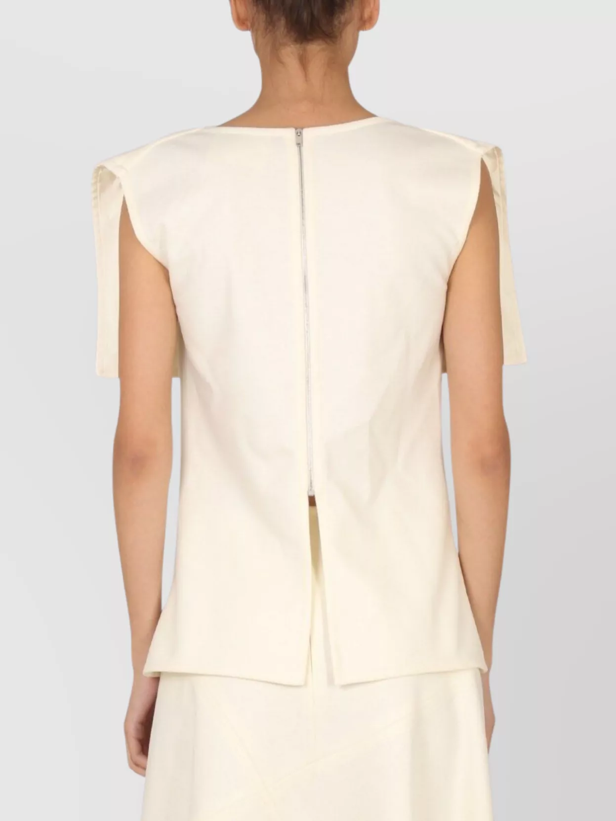 Jil Sander Wool Cape Overlay High Neck Tops