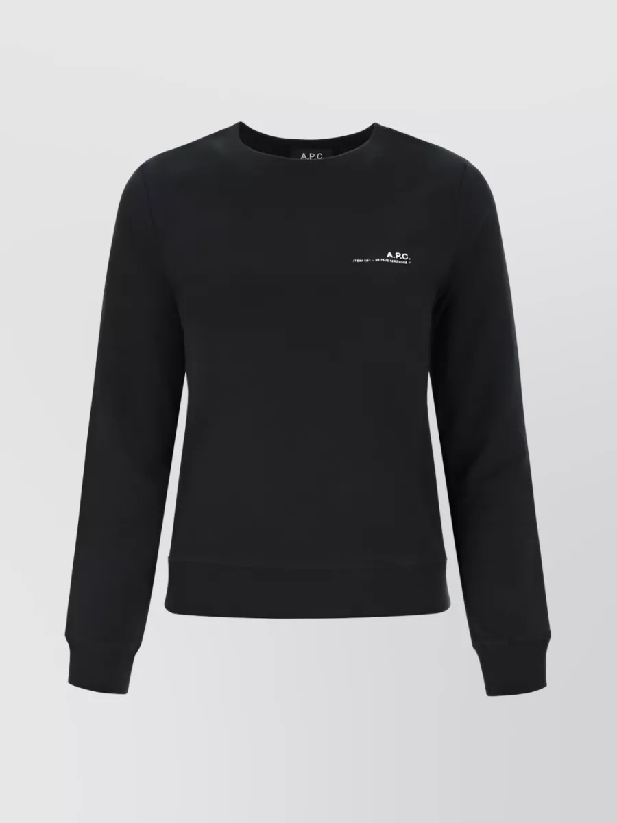 Shop Apc Printed Logo Cotton Sweatshirt In Black
