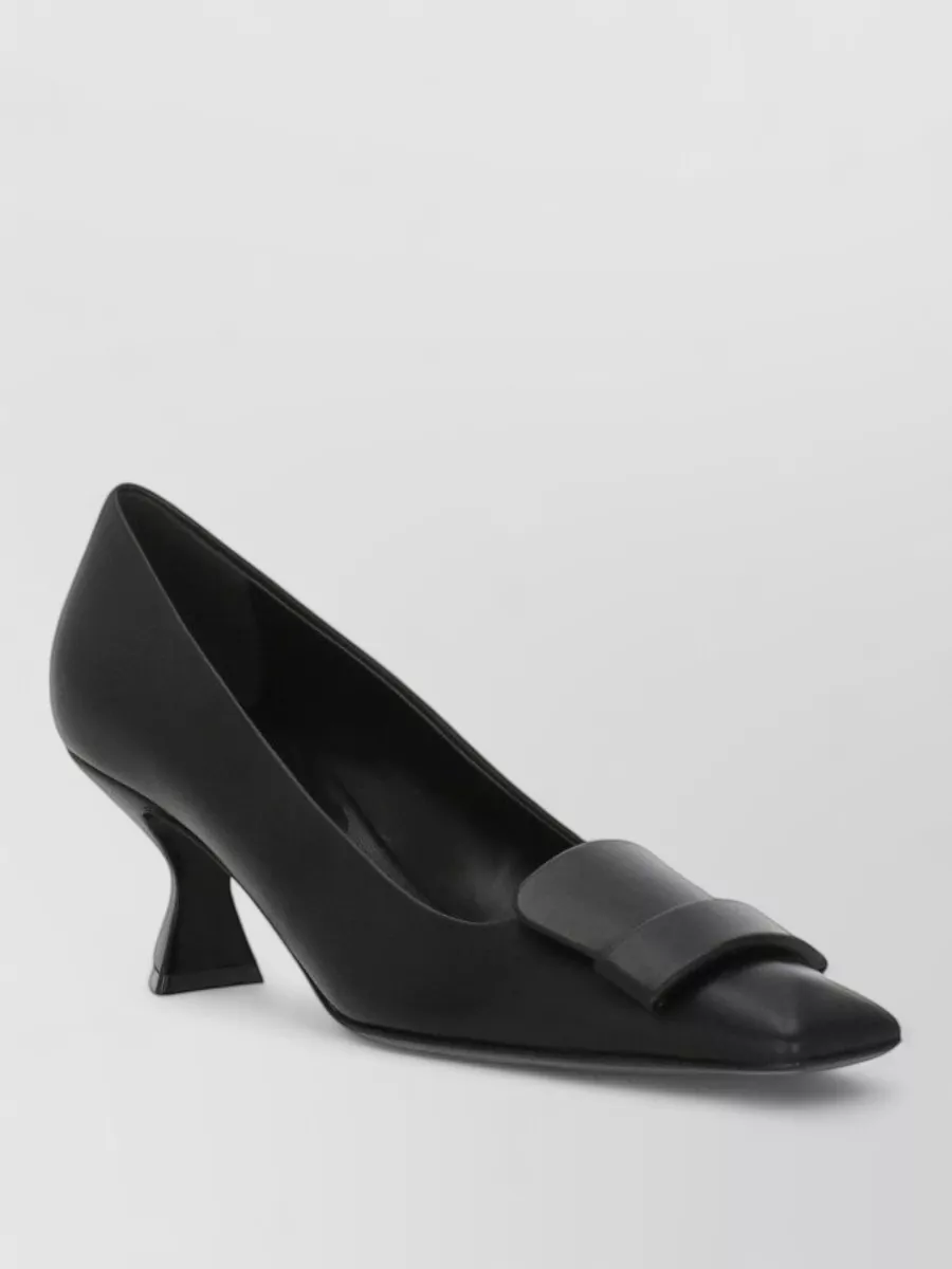 Sergio Rossi leather square-toe plaque pumps