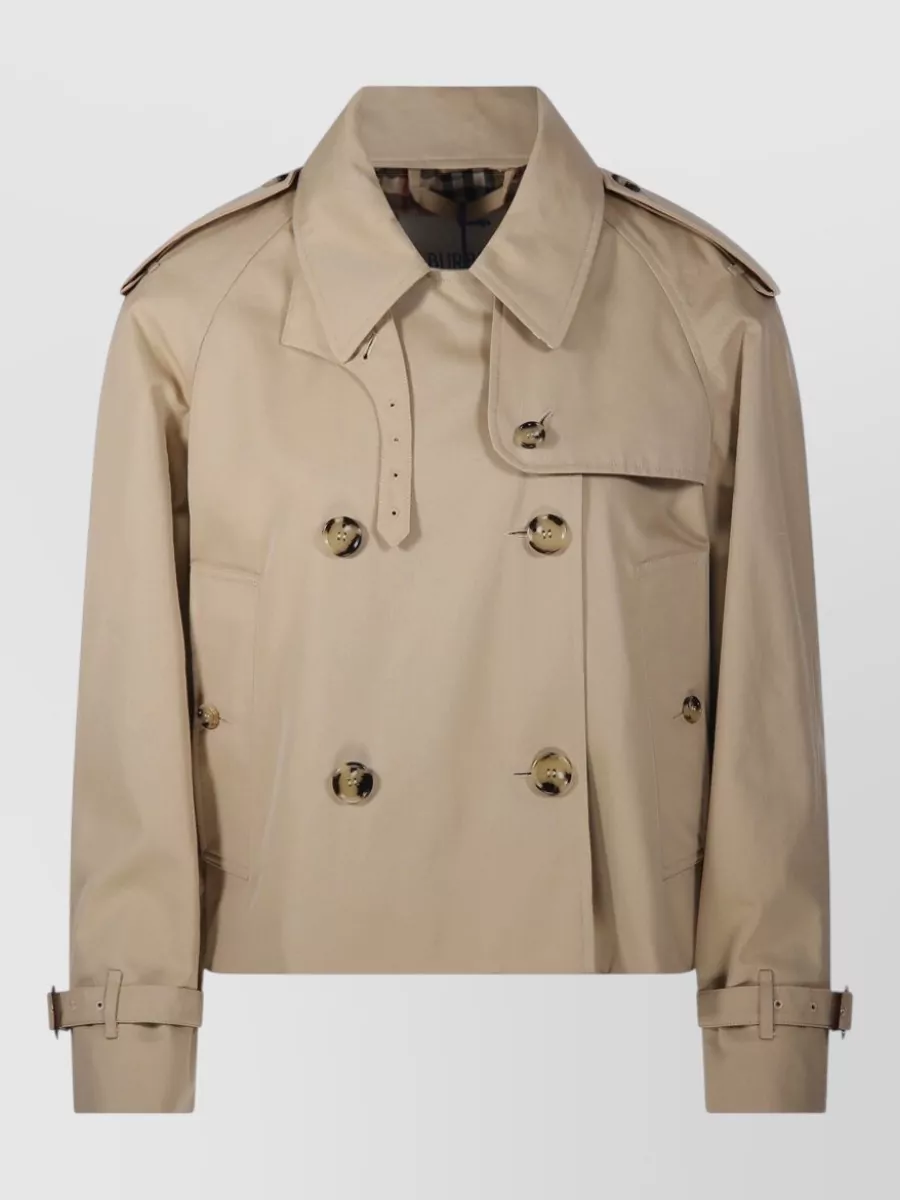 Burberry Gabardine Cropped Double-Breasted Trench Jacket