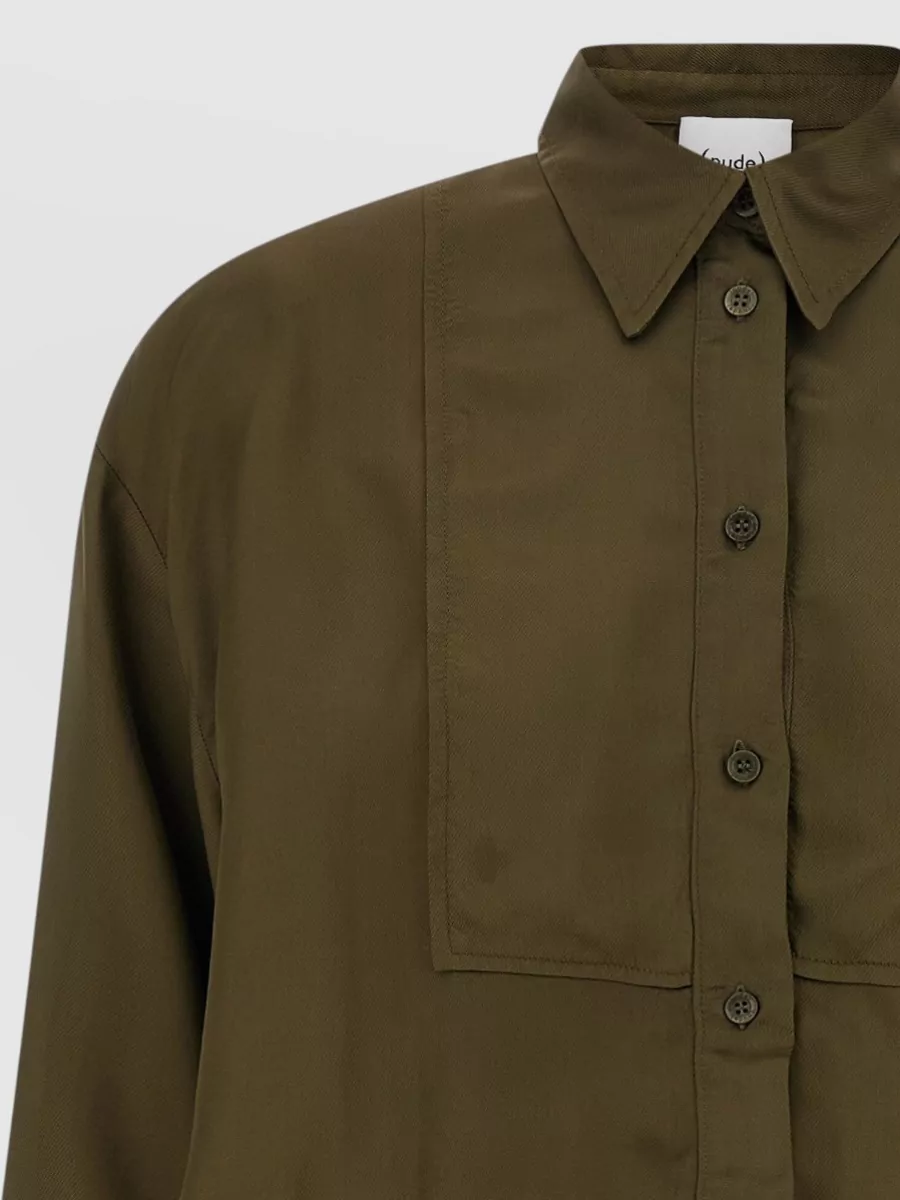 Nude Viscose Long-Sleeve Shirt