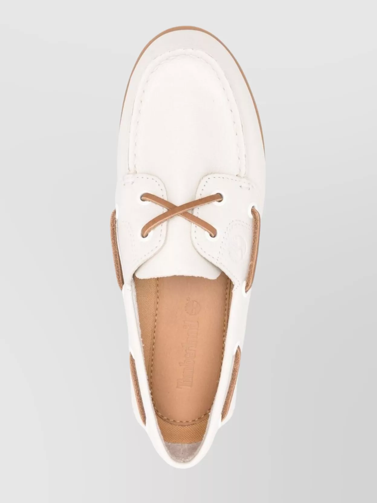 Timberland Almond Toe Moc Stitched Boat Shoe In White