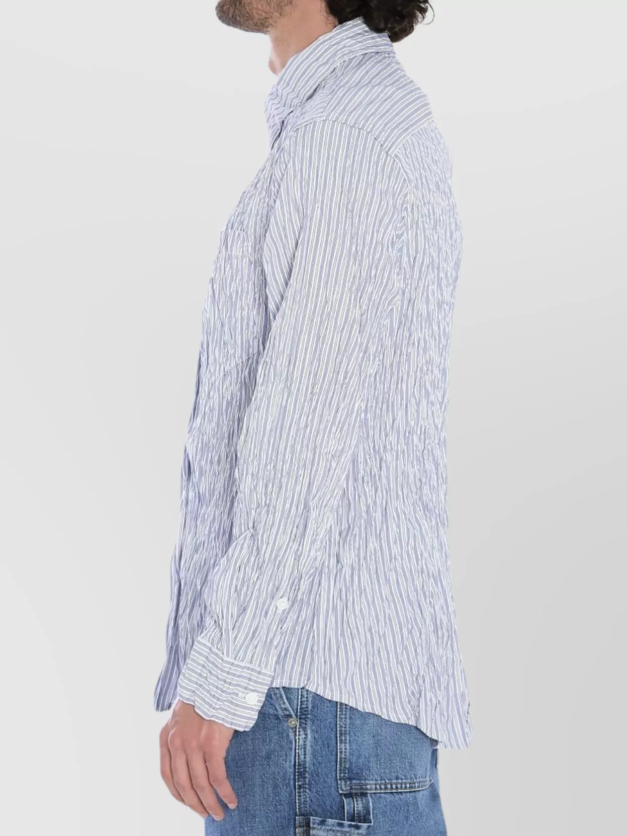Bottega Veneta Crinkled Cotton Striped Shirt