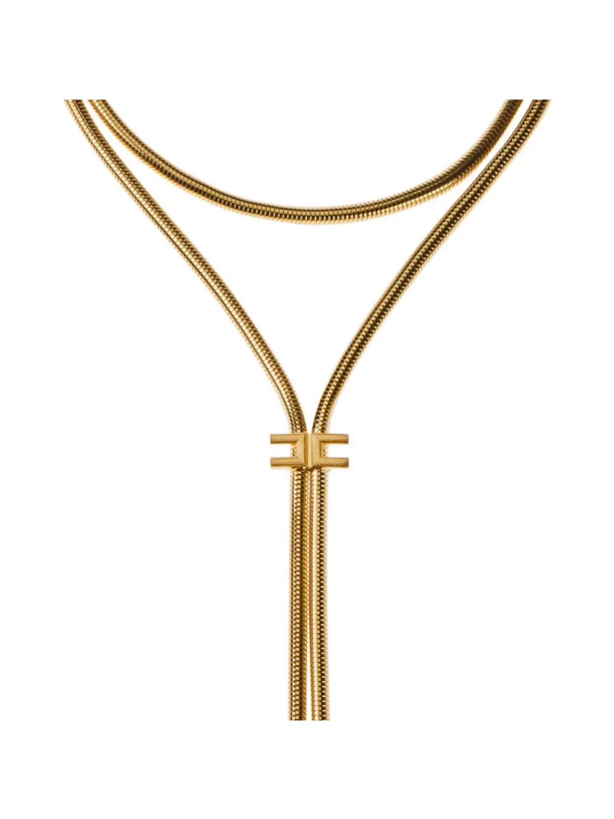 Elisabetta Franchi Chain Pendant Necklace Adjustable Length In Gold