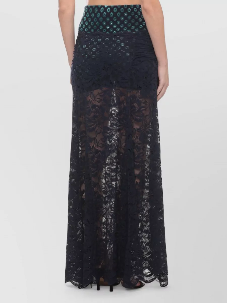Paco Rabanne Draped Lace Midi Skirt