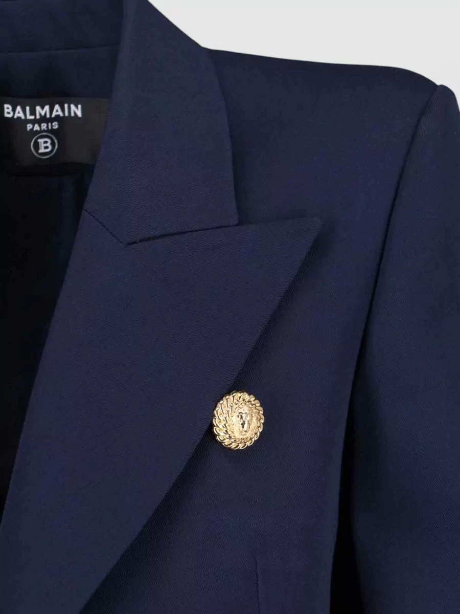Balmain Double Breasted Blazer Peak Lapels Buttons