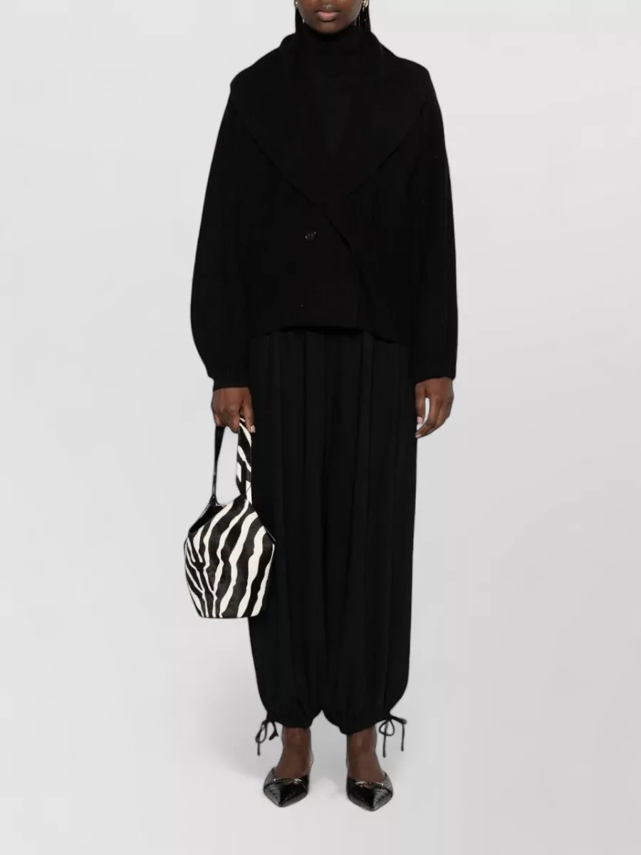 Totême Shawl Collar Double Breasted Ribbed Knit Cardigan