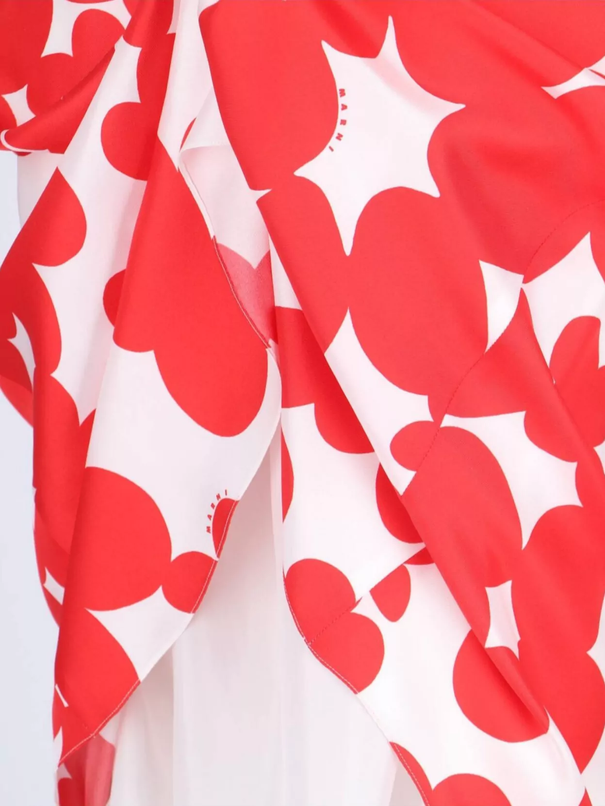 Marni Floral Print A-line Skirt With Belted Waist In Red